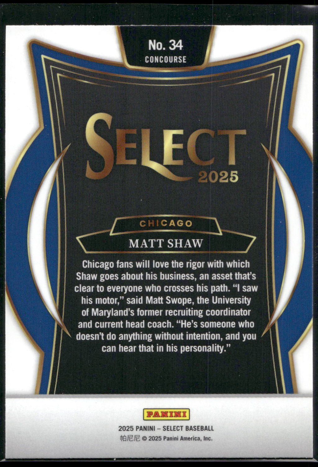 2025 Panini Select #34 Matt Shaw