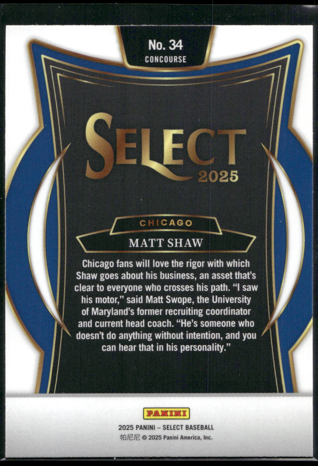 2025 Panini Select #34 Matt Shaw