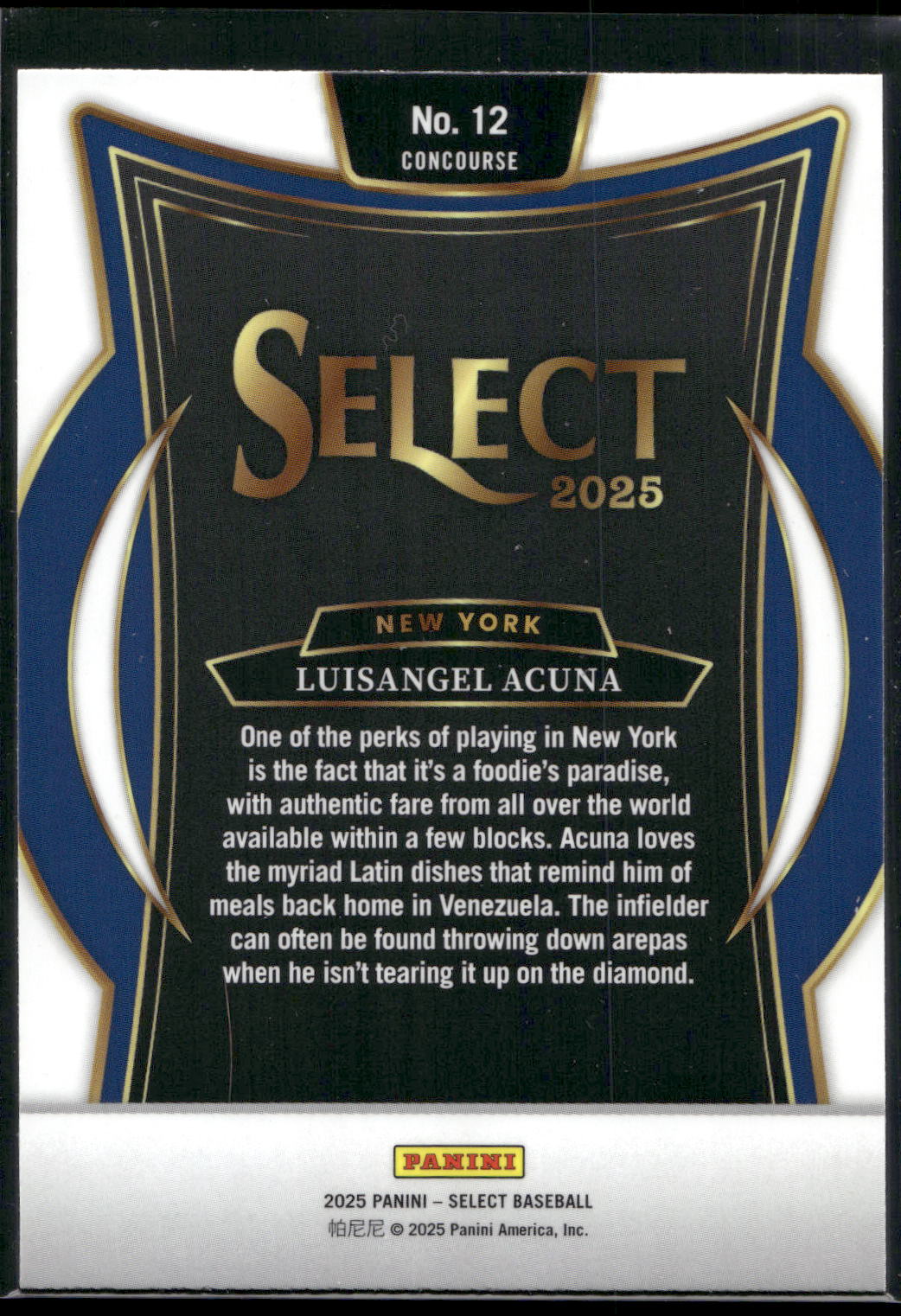 2025 Panini Select #12 Luisangel Acuna