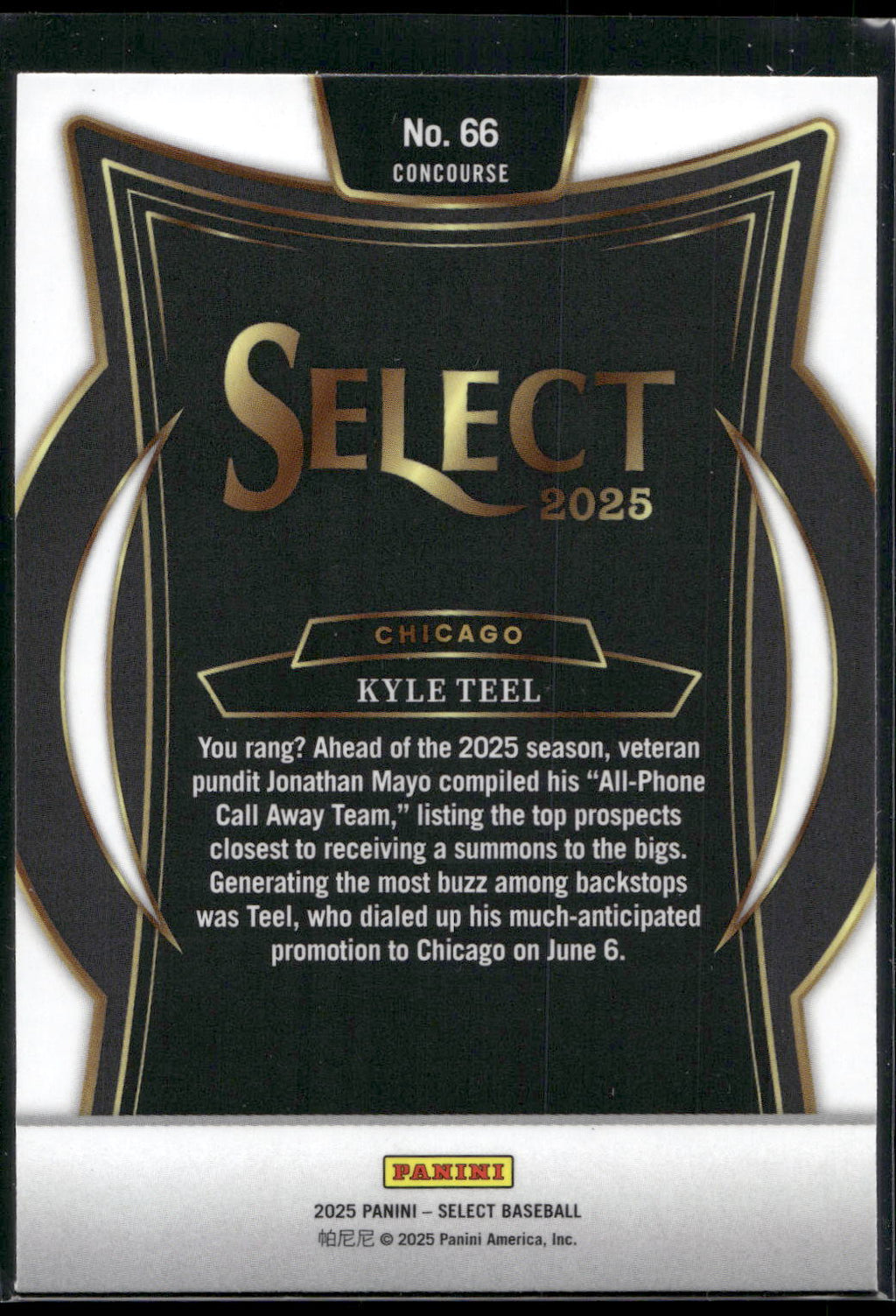 2025 Panini Select #66 Kyle Teel