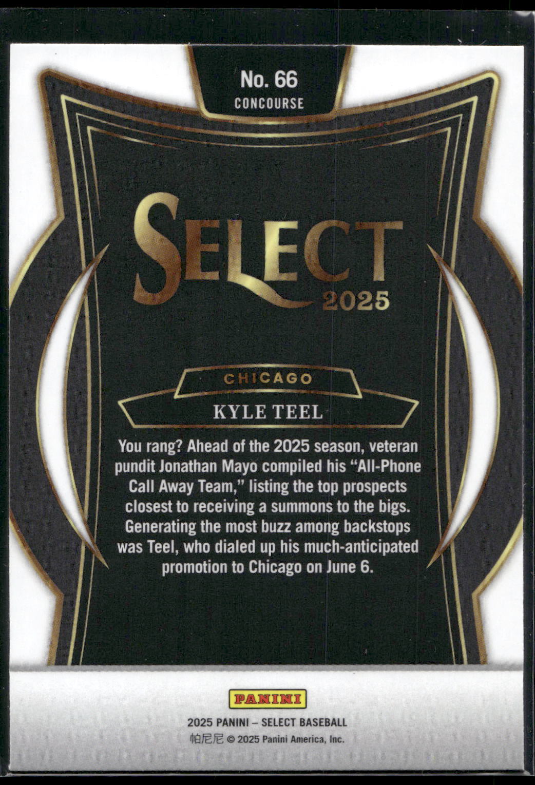 2025 Panini Select #66 Kyle Teel