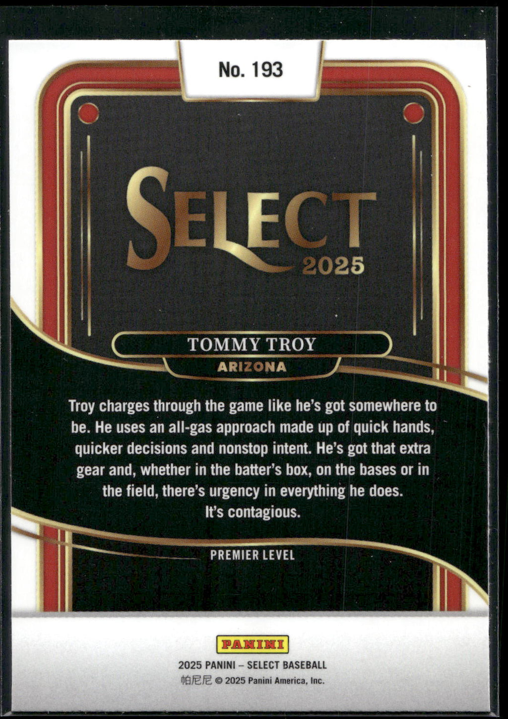 2025 Panini Select #193 Tommy Troy