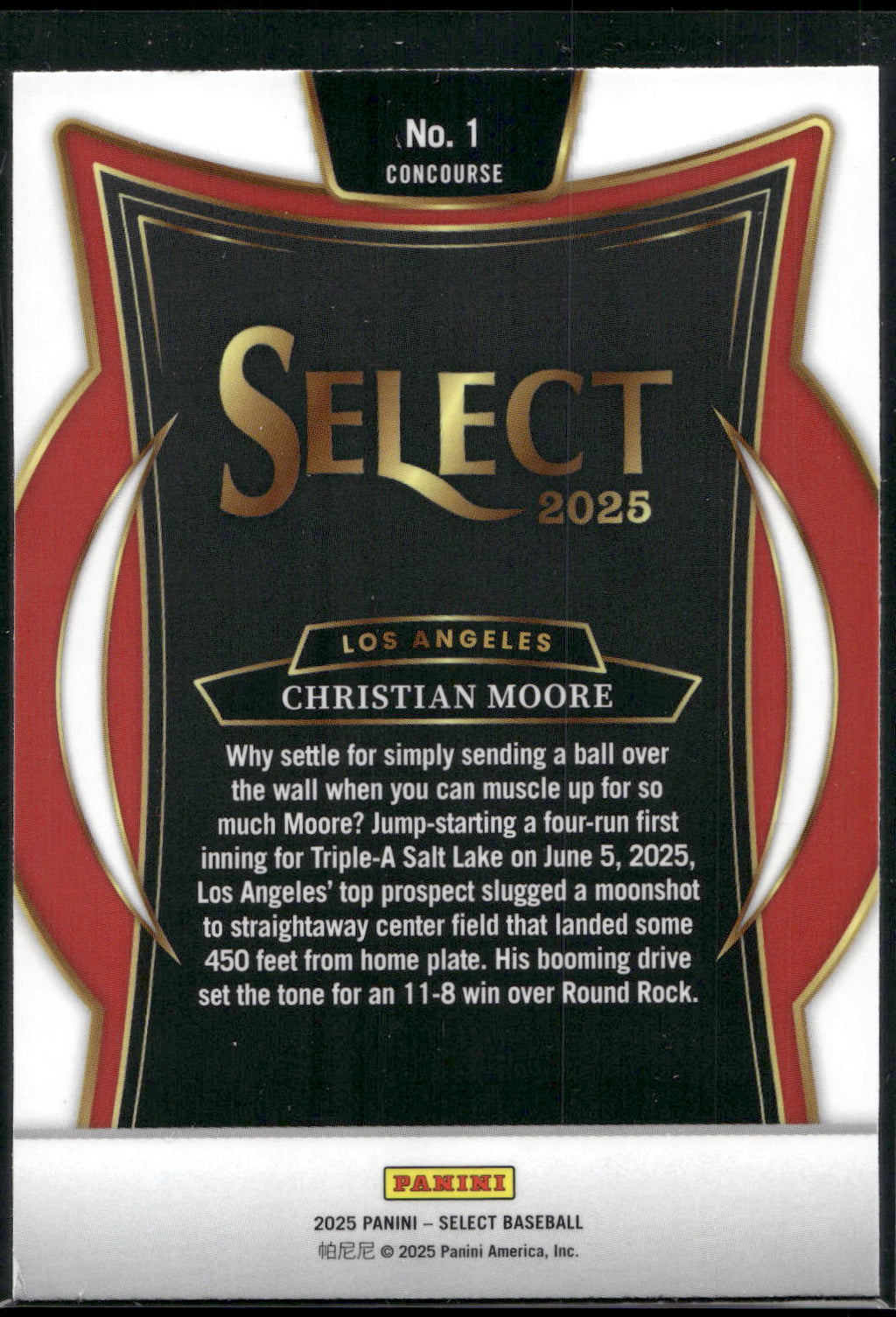 2025 Panini Select #1 Christian Moore