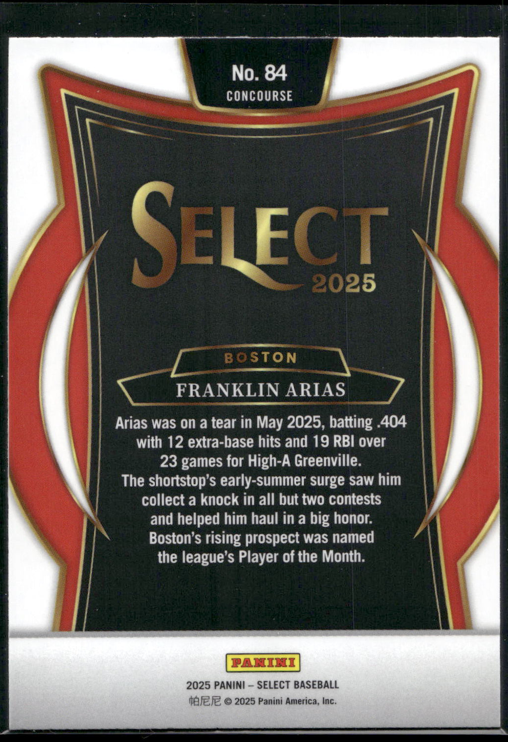 2025 Panini Select #84 Franklin Arias