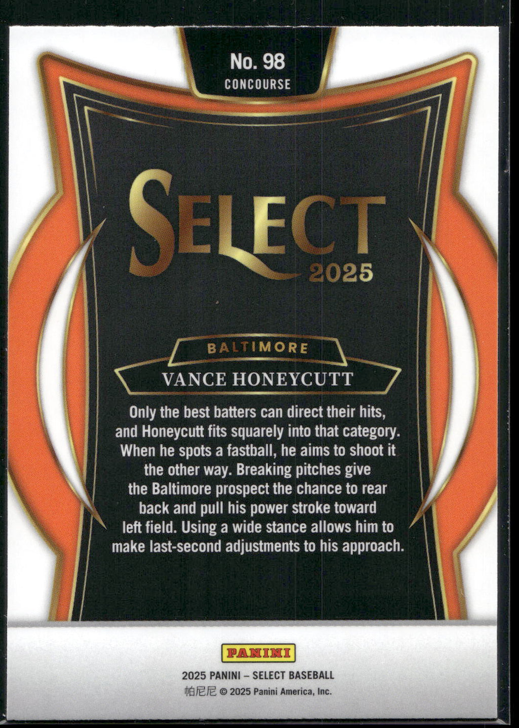 2025 Panini Select #98 Vance Honeycutt