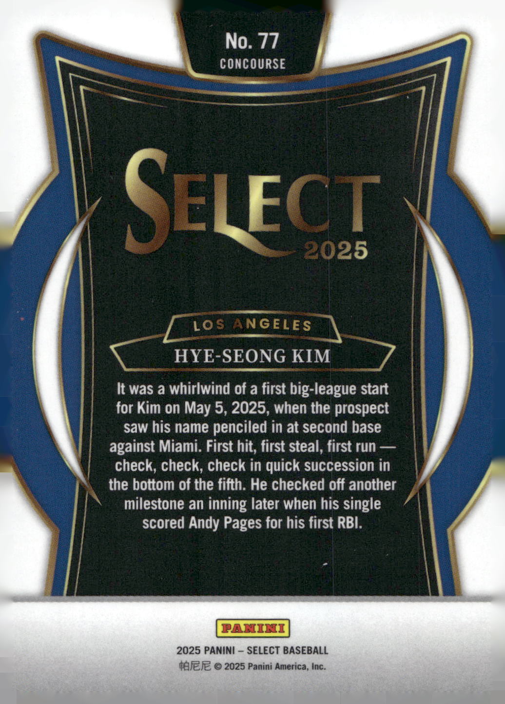 2025 Panini Select #77 Hye-Seong Kim