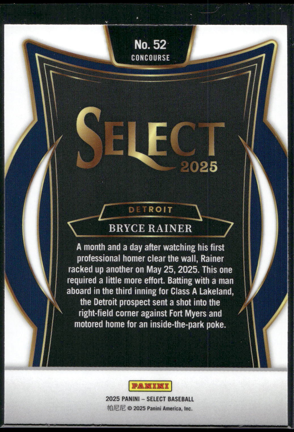 2025 Panini Select #52 Bryce Rainer