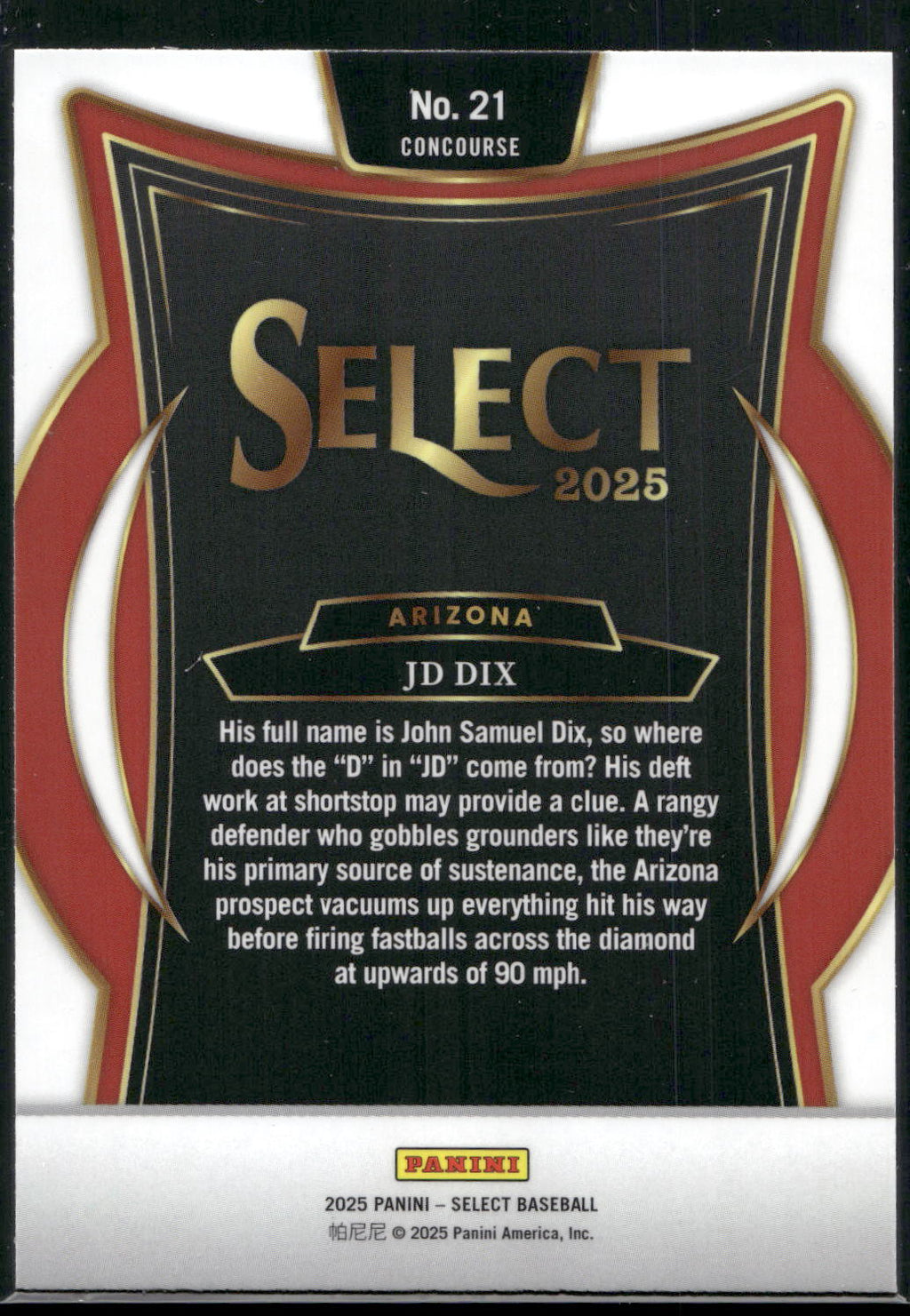 2025 Panini Select #21 JD Dix