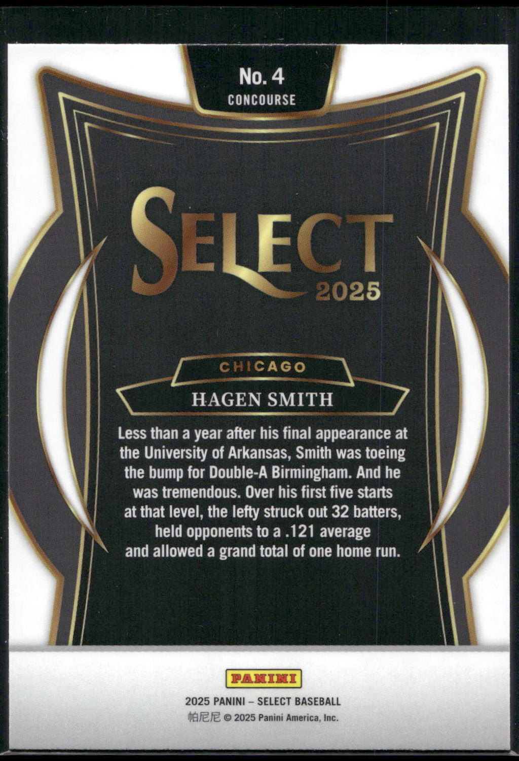 2025 Panini Select #4 Hagen Smith