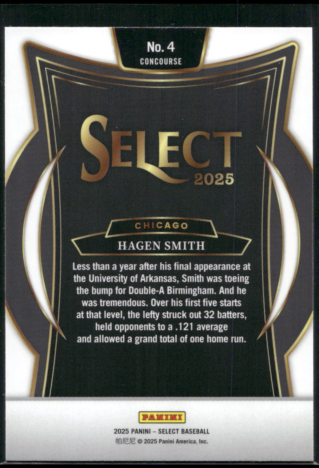 2025 Panini Select #4 Hagen Smith
