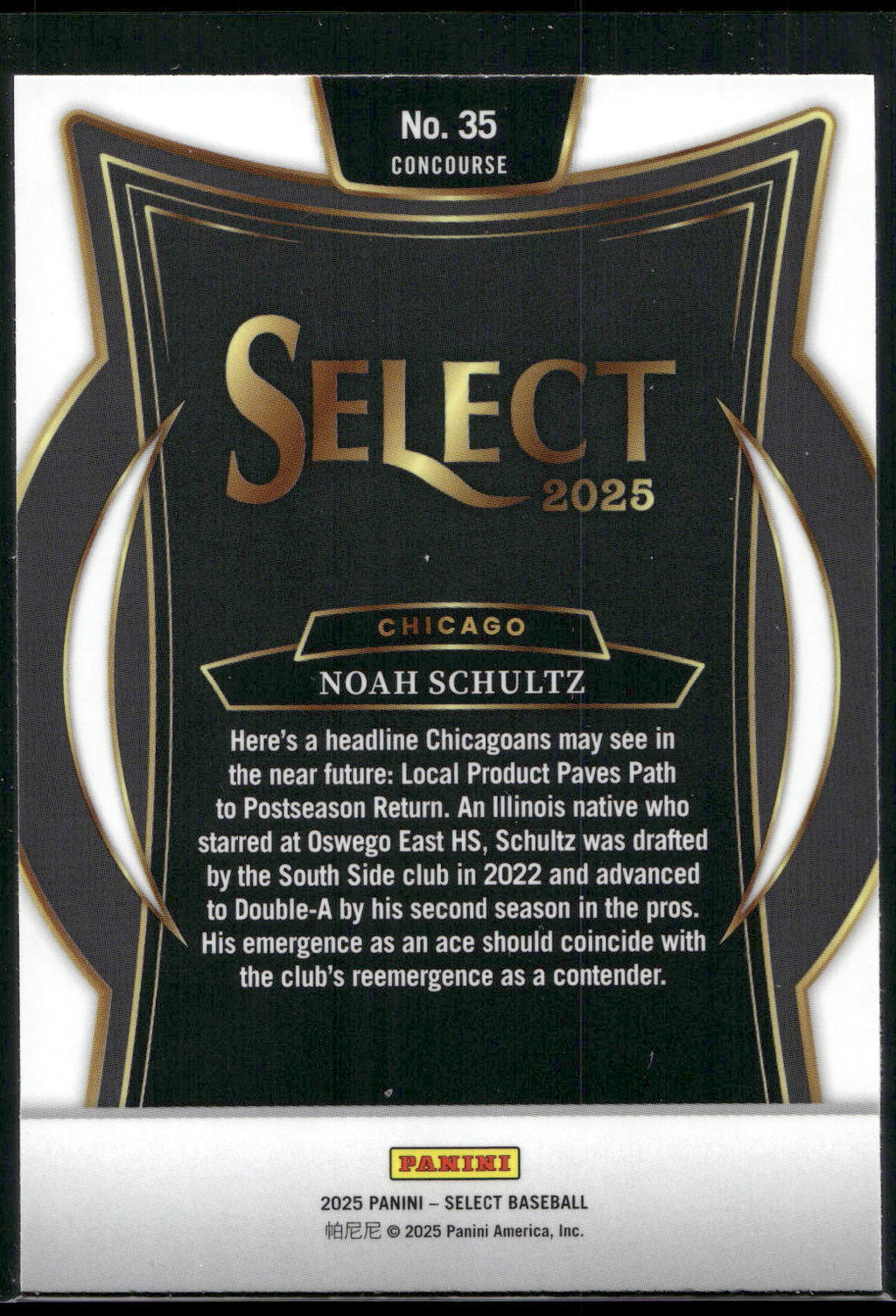2025 Panini Select #35 Noah Schultz