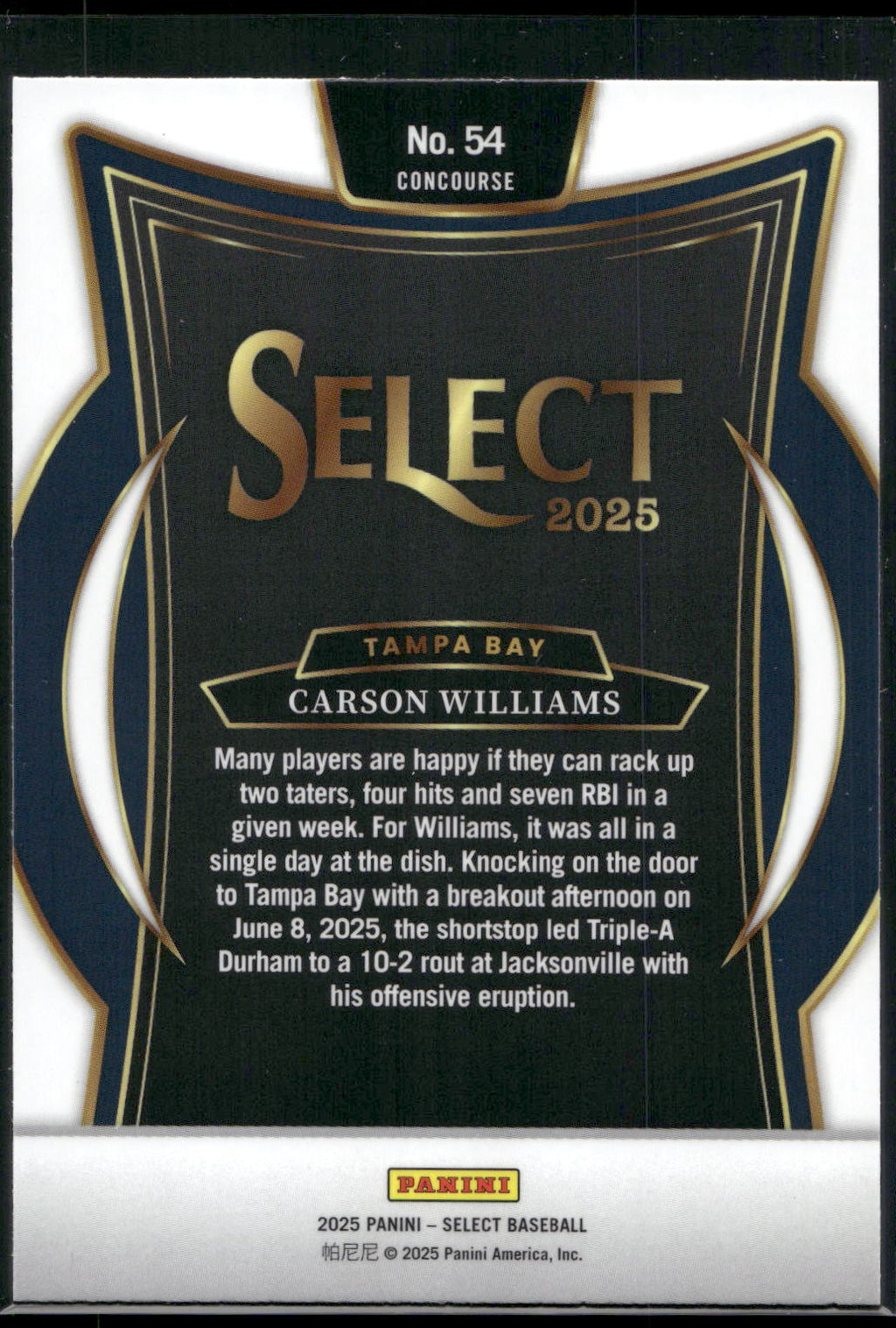 2025 Panini Select #54 Carson Williams