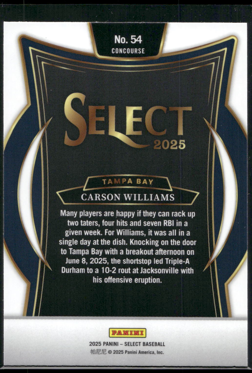 2025 Panini Select #54 Carson Williams
