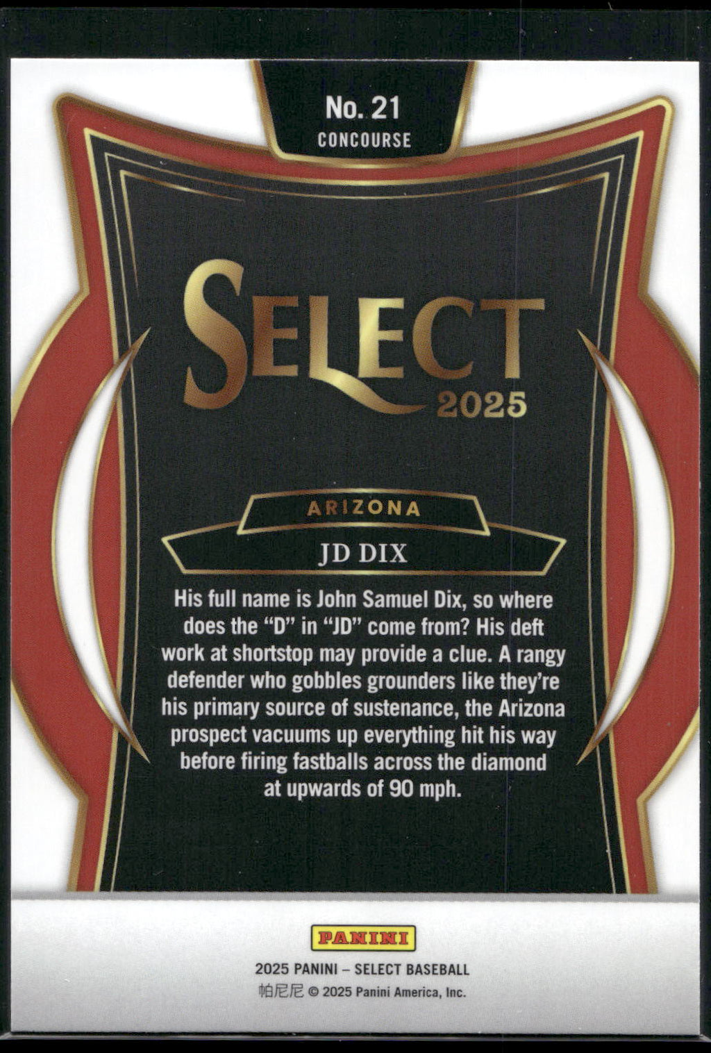 2025 Panini Select #21 JD Dix