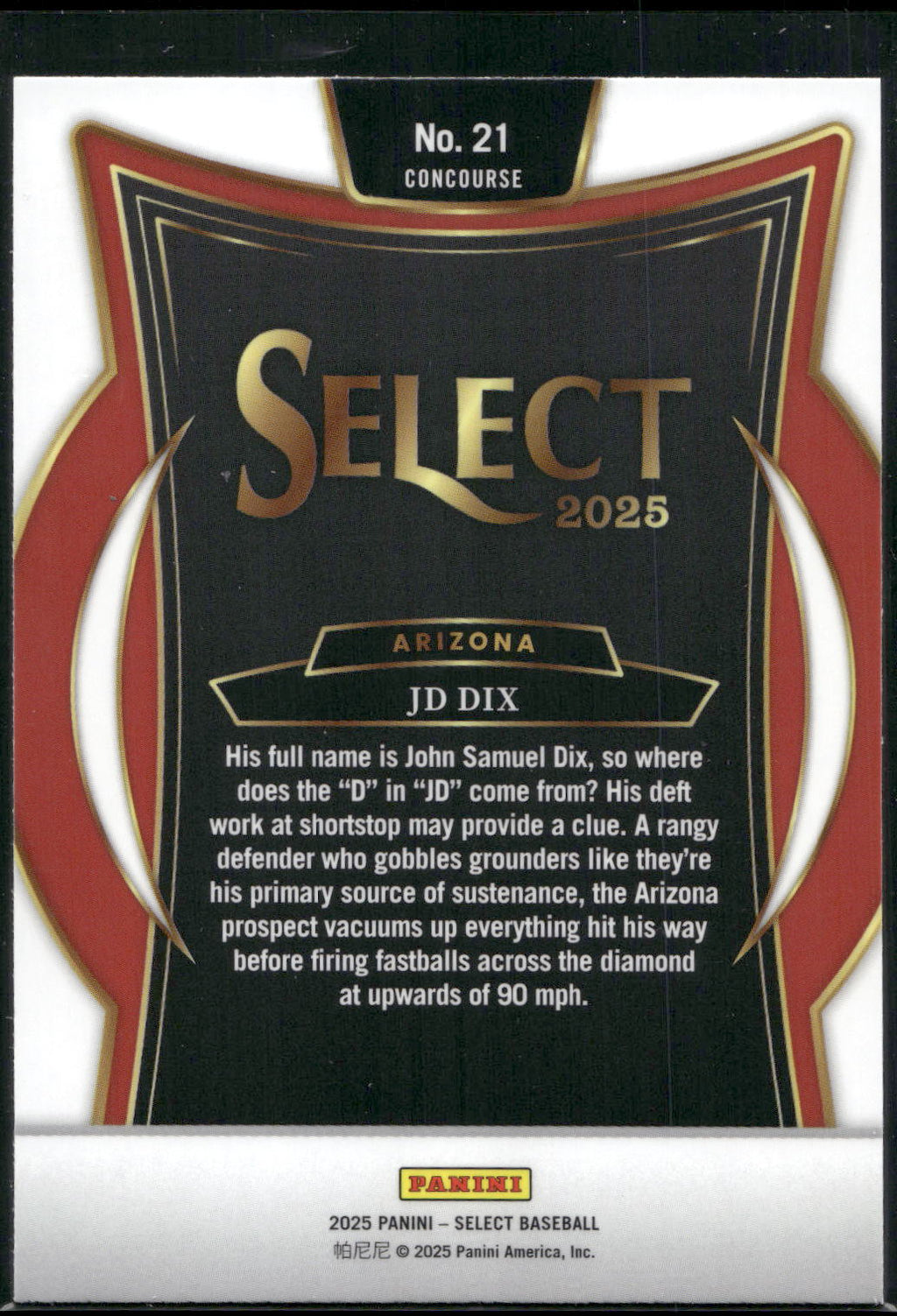 2025 Panini Select #21 JD Dix