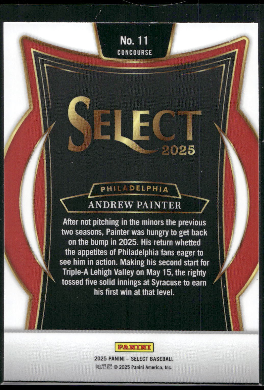 2025 Panini Select #11 Andrew Painter