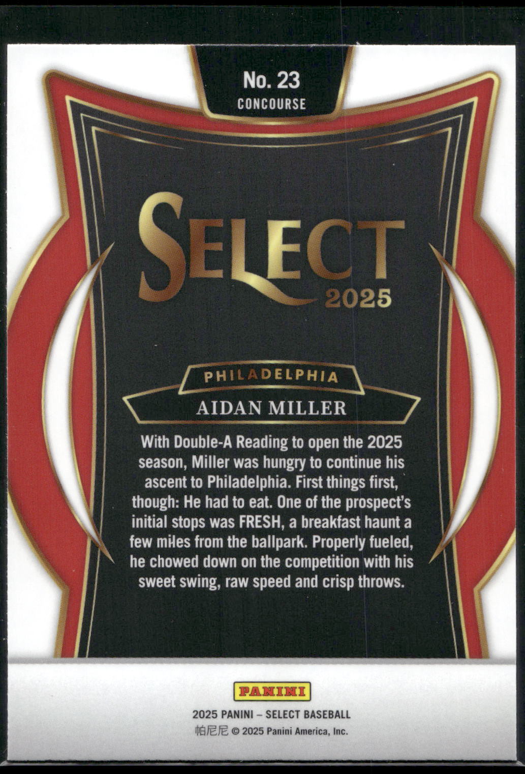 2025 Panini Select #23 Aidan Miller
