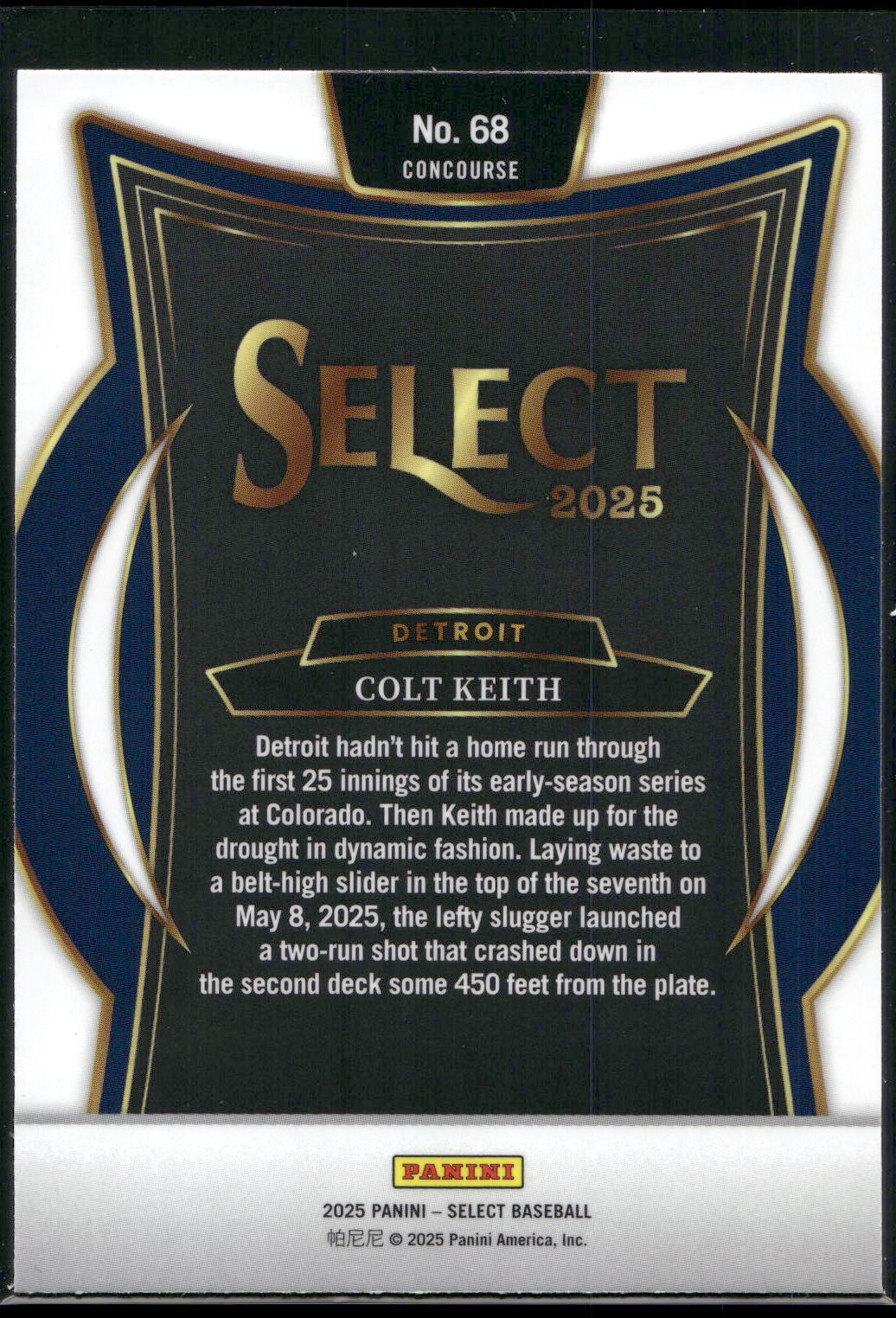 2025 Panini Select #68 Colt Keith