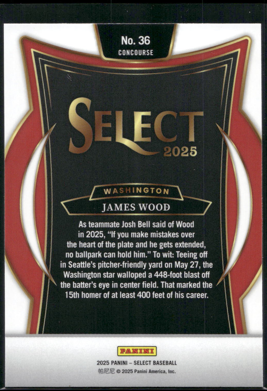2025 Panini Select #36 James Wood