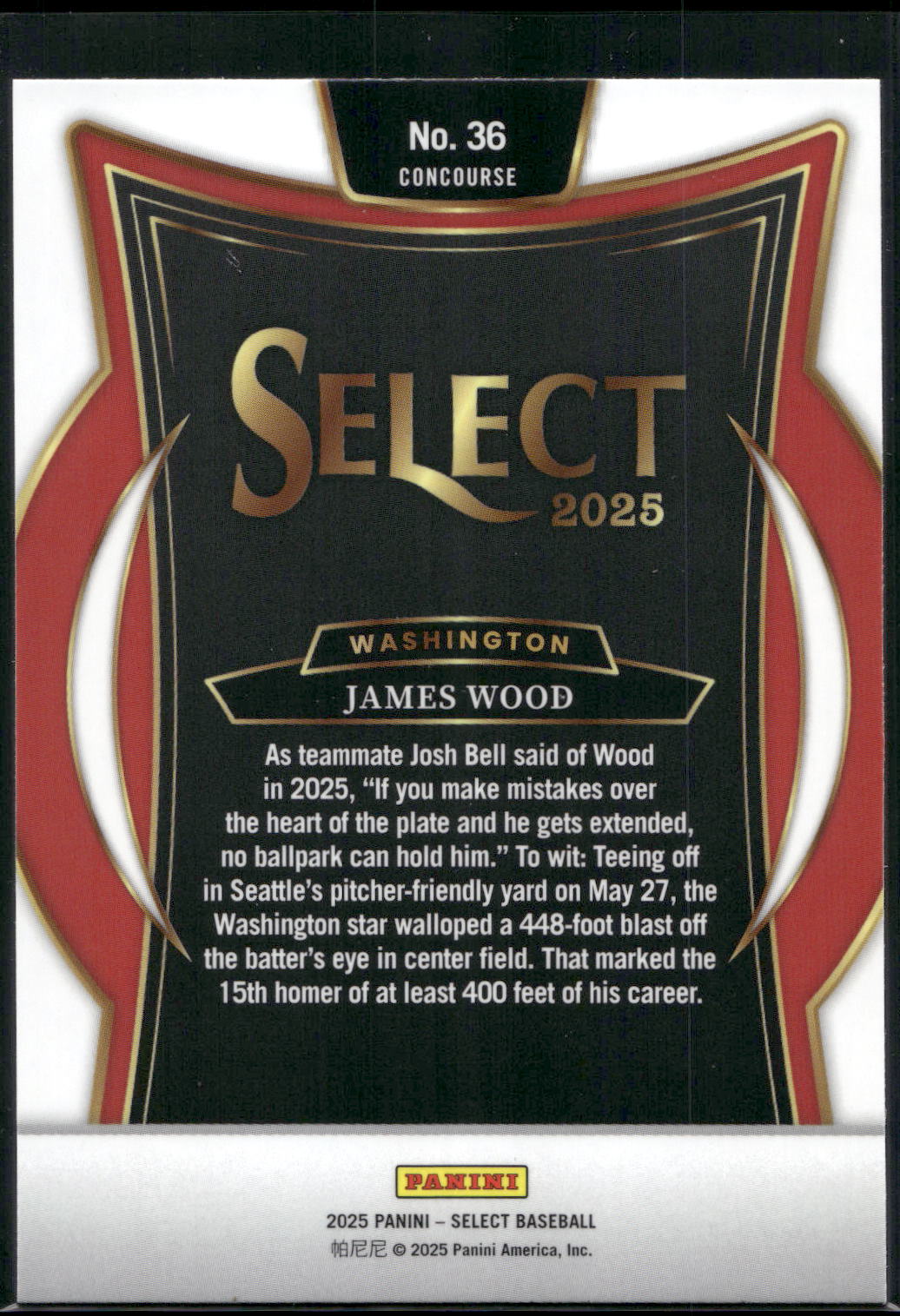 2025 Panini Select #36 James Wood
