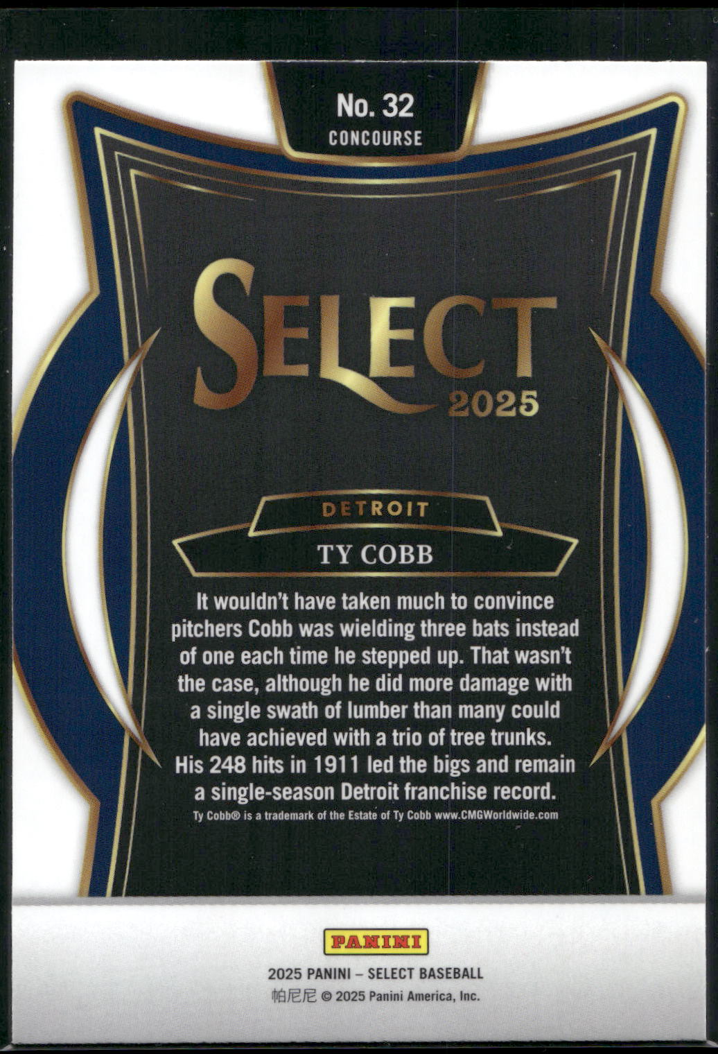 2025 Panini Select #32 Ty Cobb