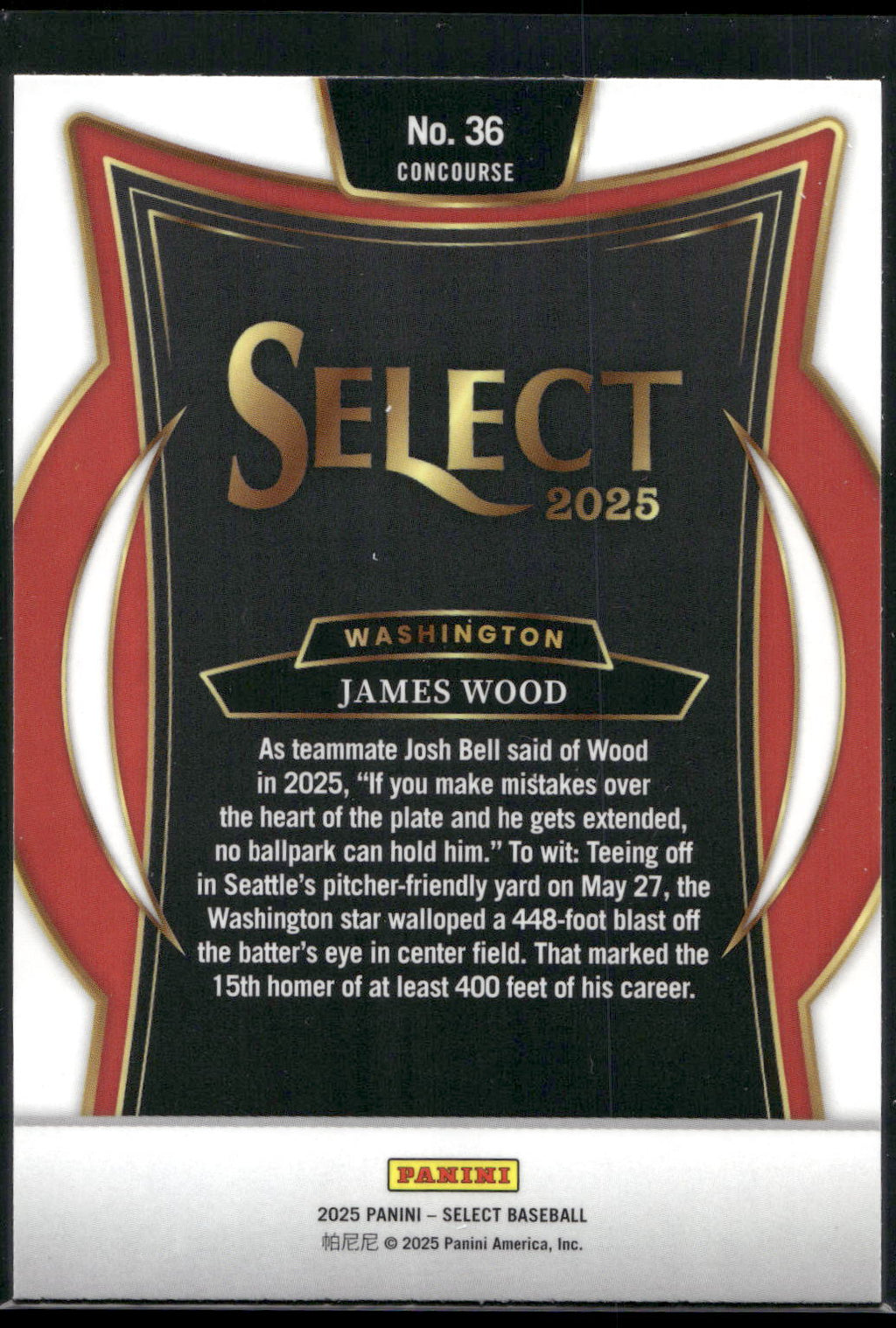 2025 Panini Select #36 James Wood