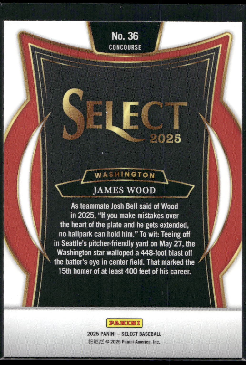 2025 Panini Select #36 James Wood