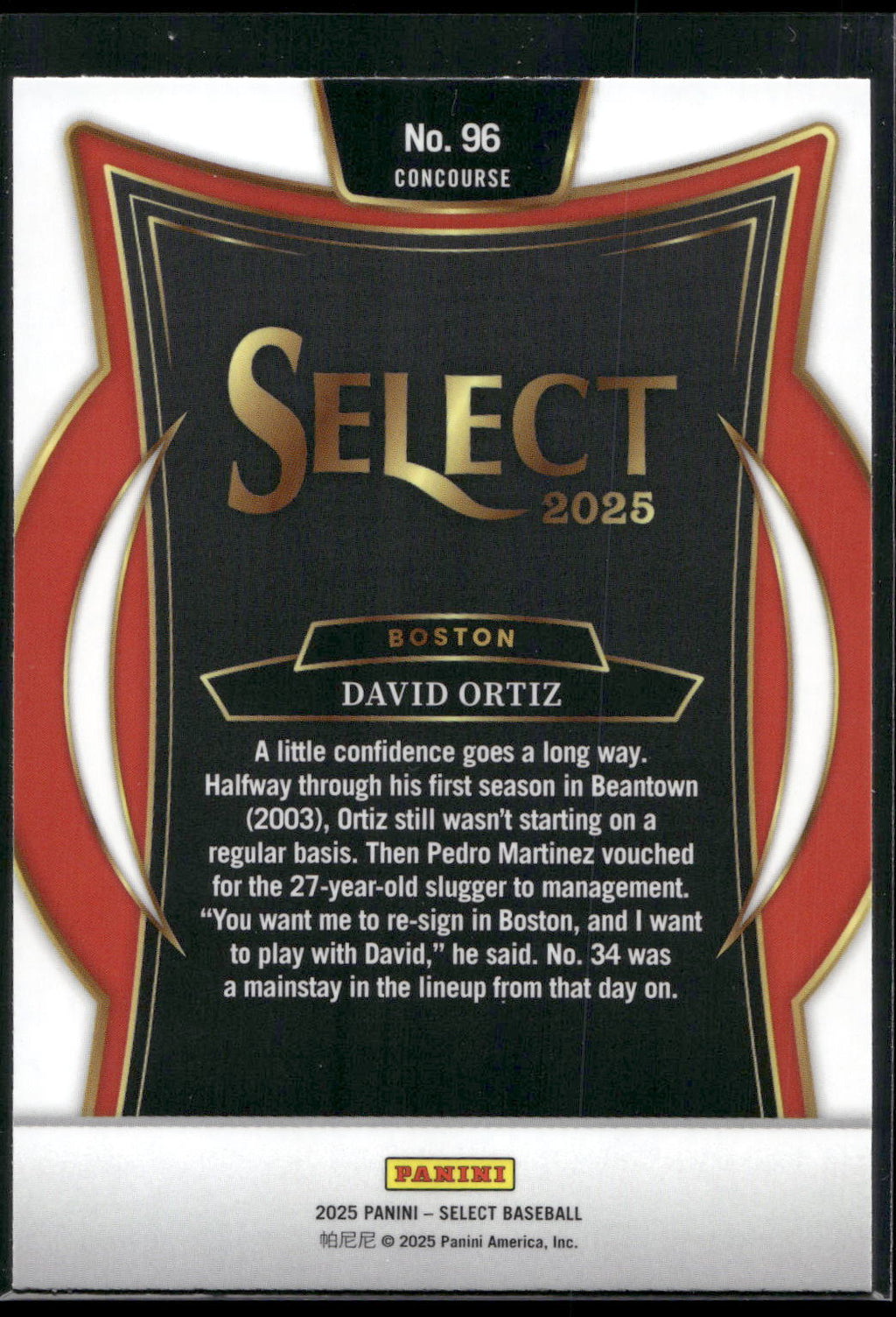 2025 Panini Select #96 David Ortiz