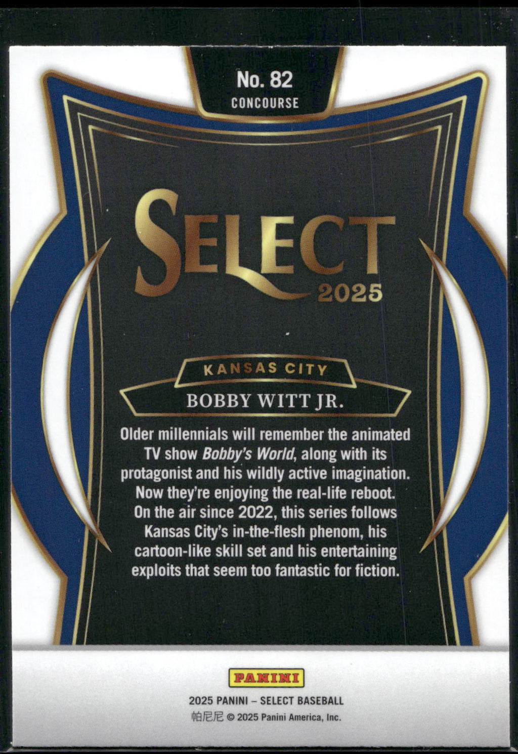 2025 Panini Select #82 Bobby Witt Jr.