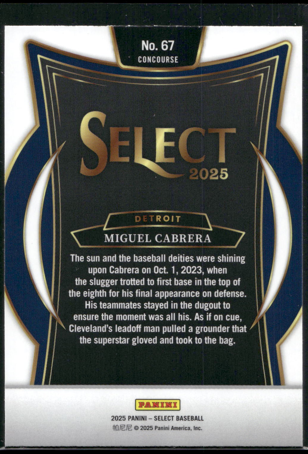 2025 Panini Select #67 Miguel Cabrera