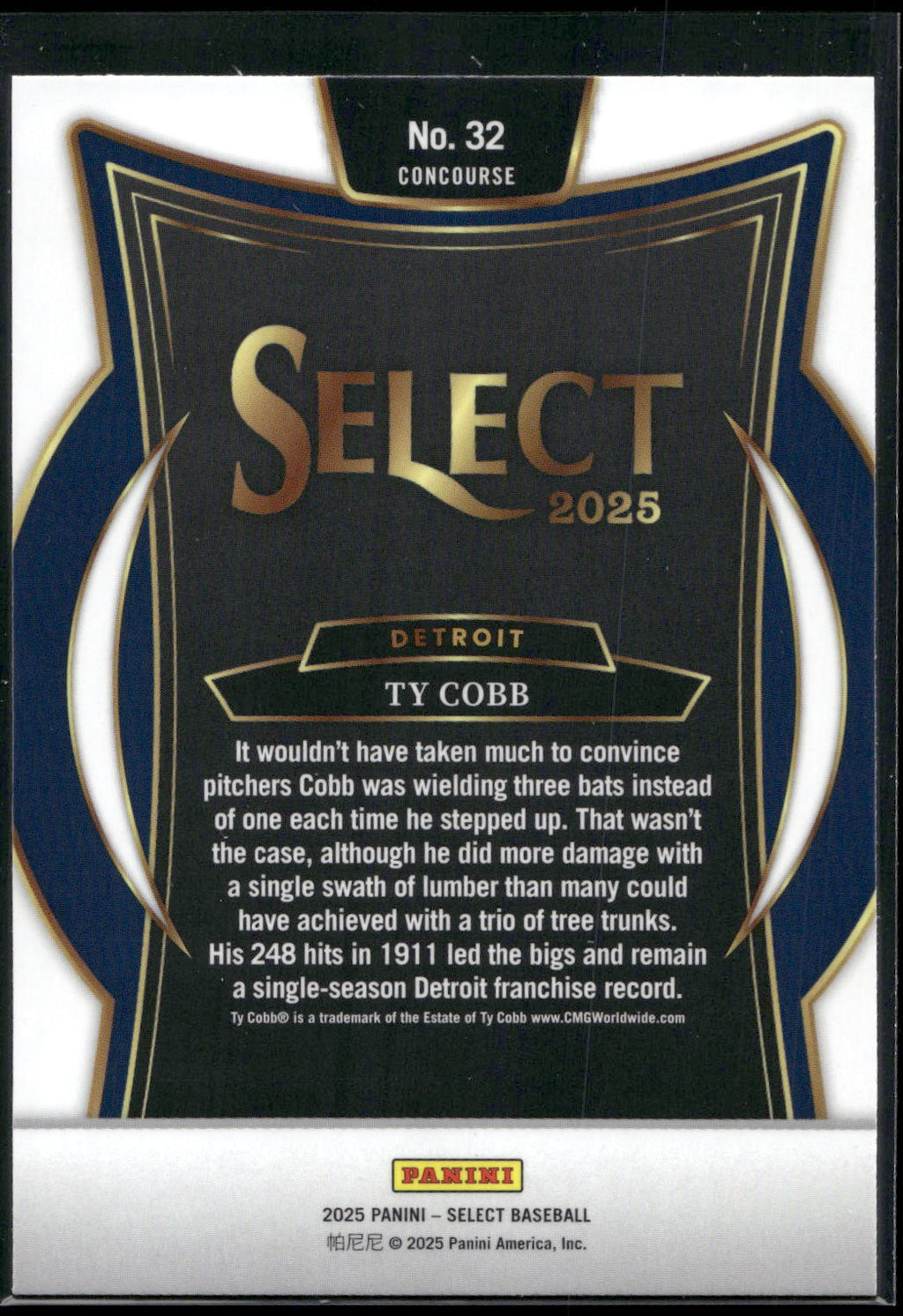 2025 Panini Select #32 Ty Cobb