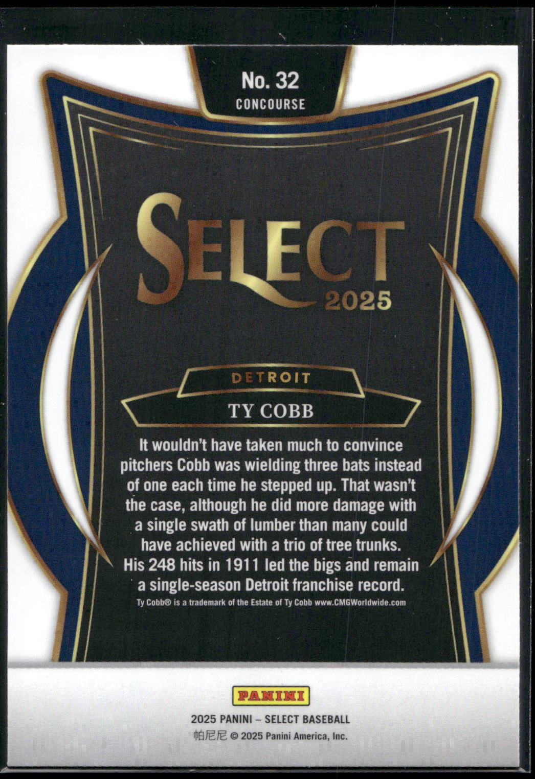 2025 Panini Select #32 Ty Cobb