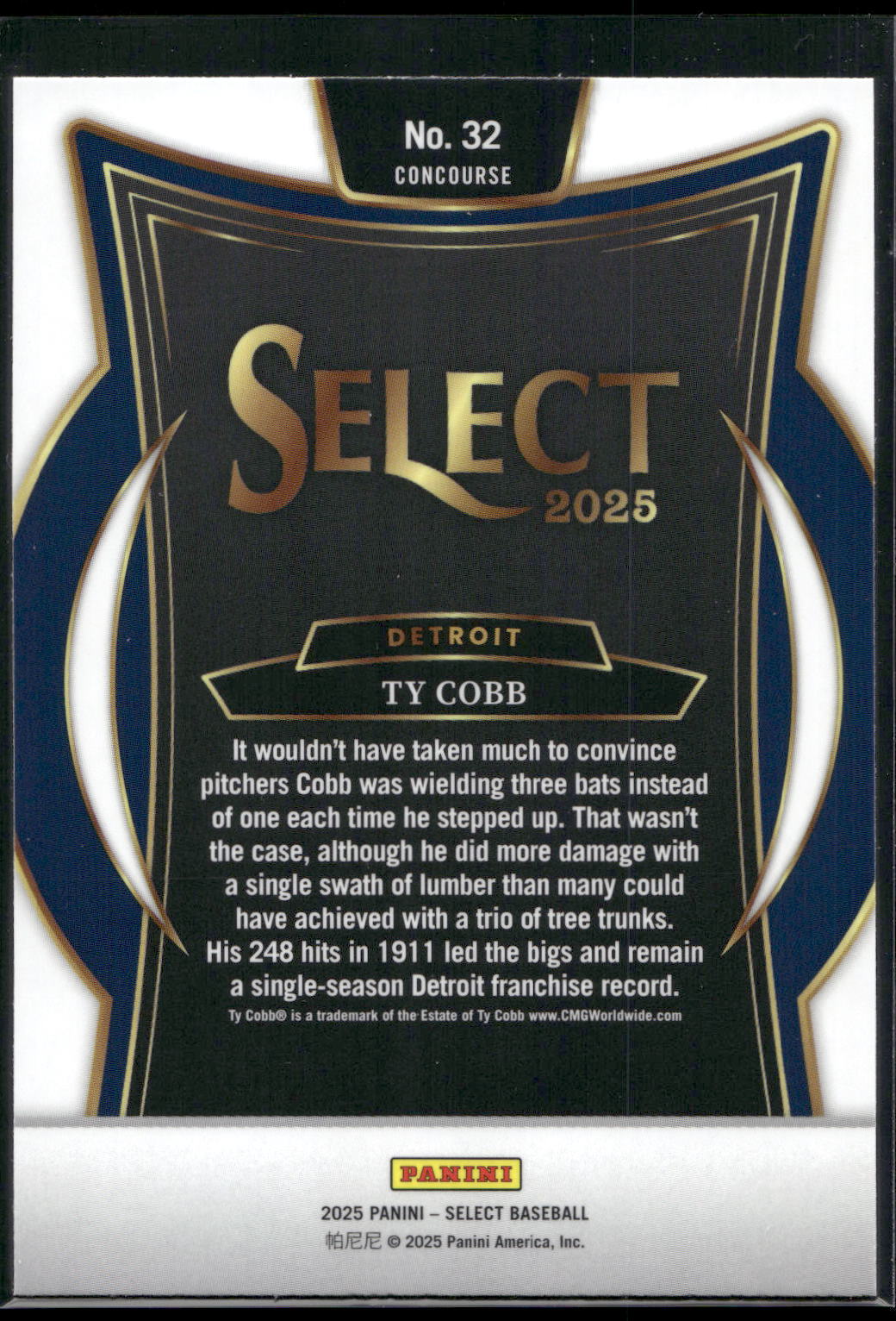 2025 Panini Select #32 Ty Cobb