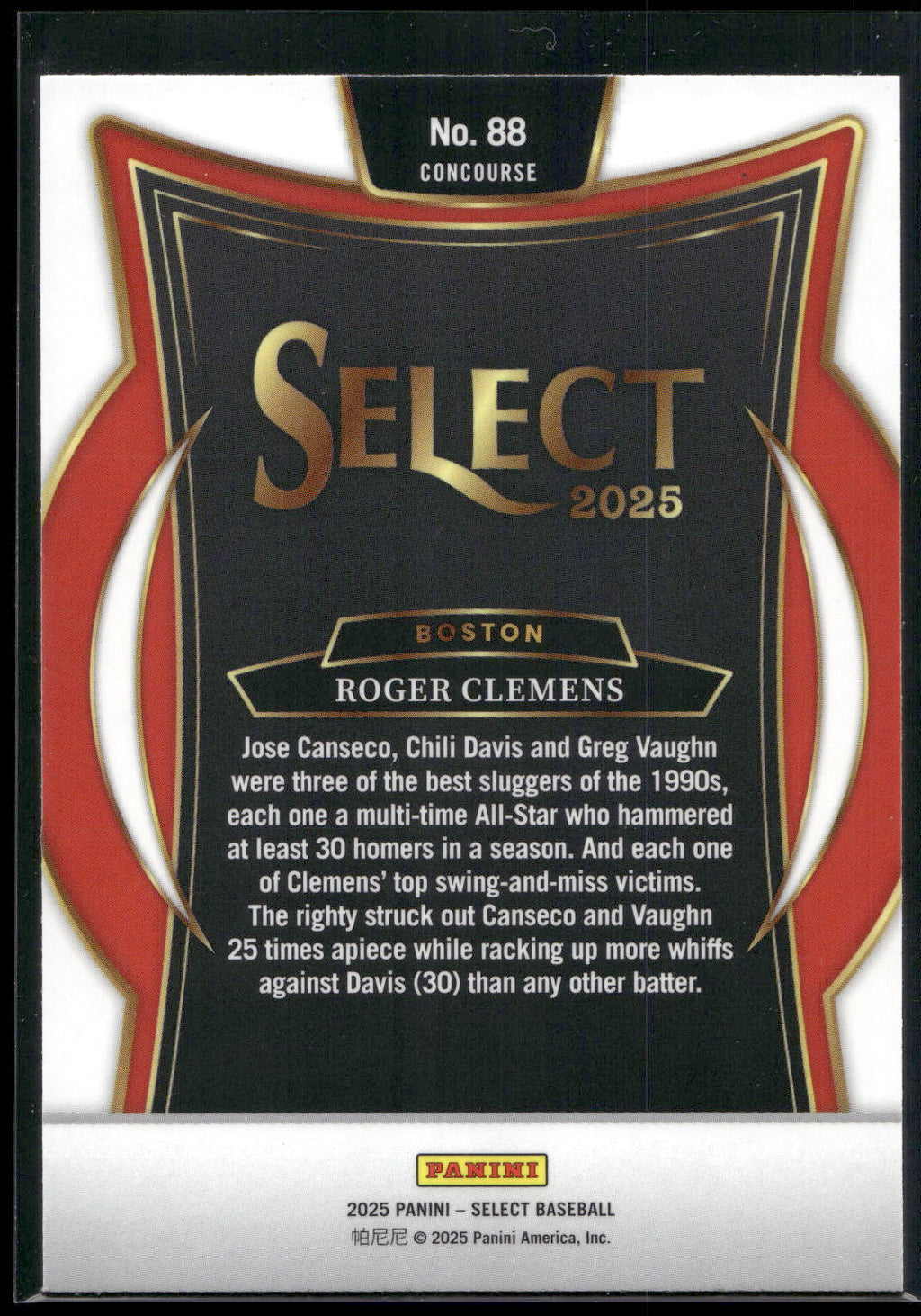2025 Panini Select #88 Roger Clemens