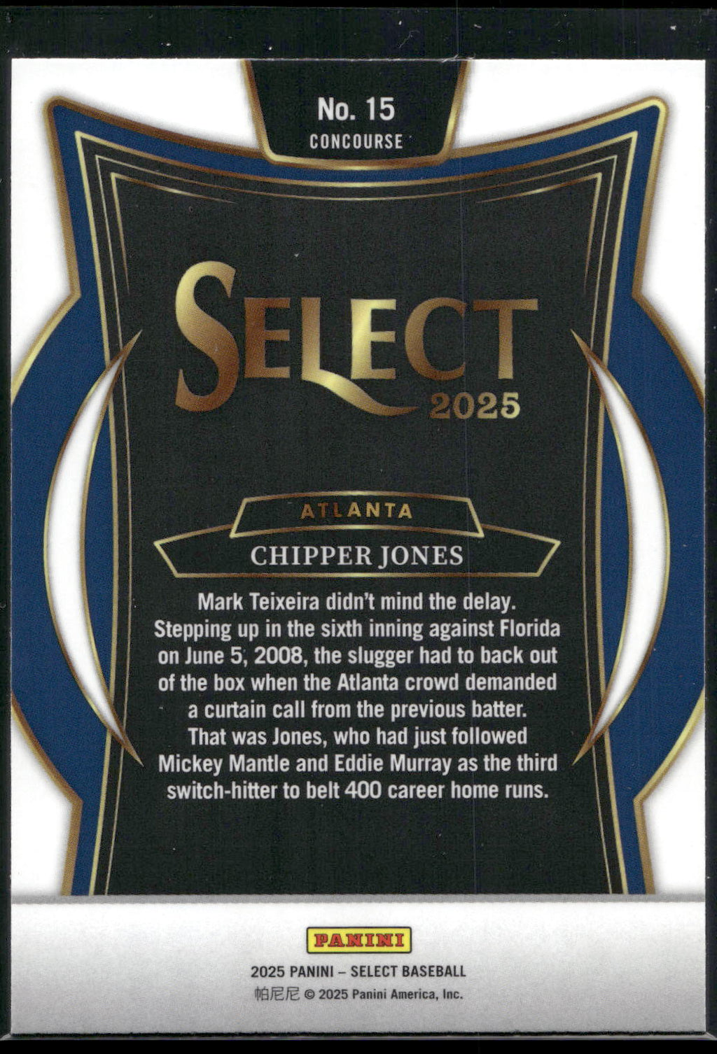 2025 Panini Select #15 Chipper Jones