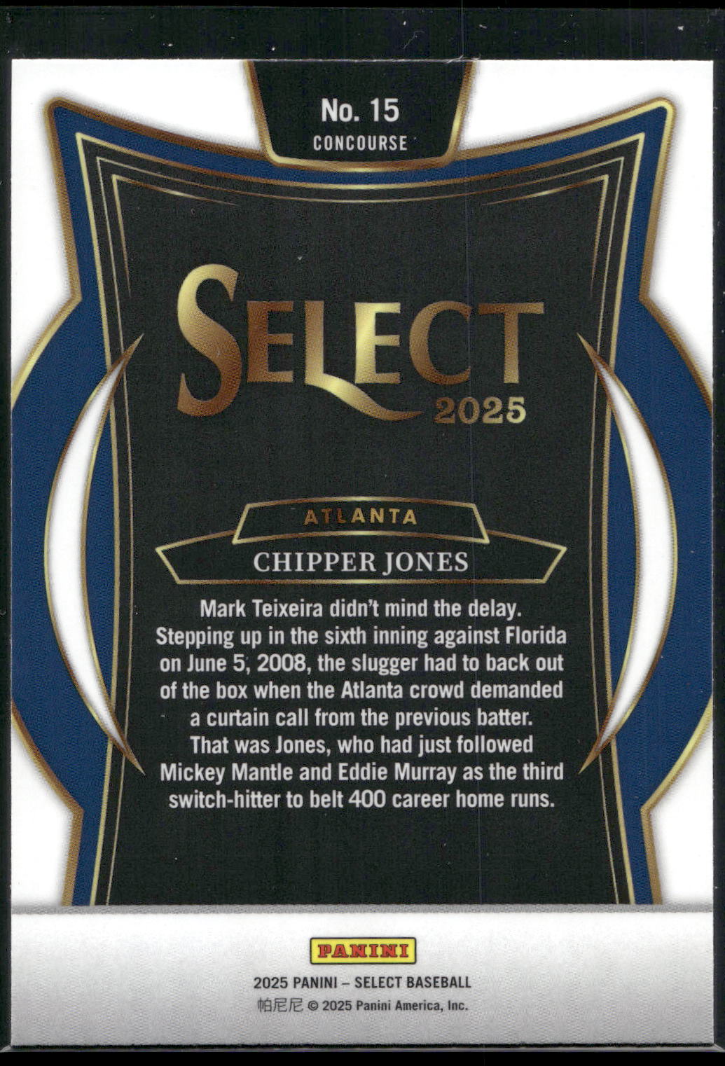2025 Panini Select #15 Chipper Jones