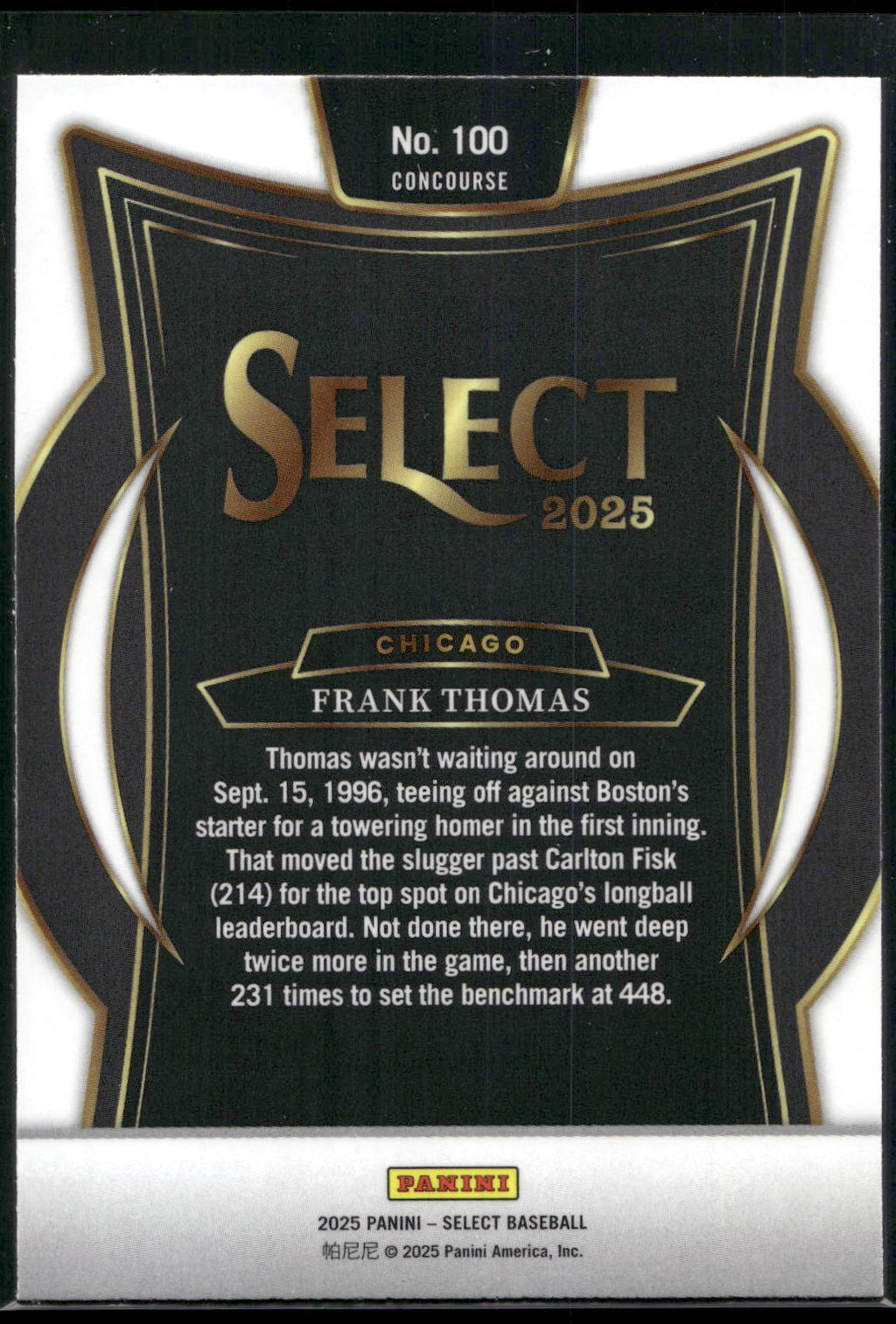 2025 Panini Select #100 Frank Thomas