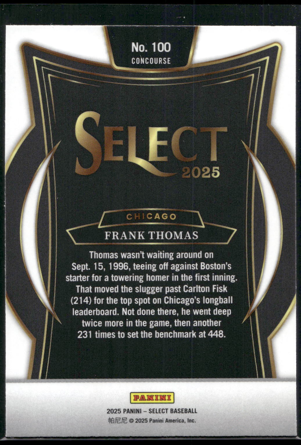 2025 Panini Select #100 Frank Thomas