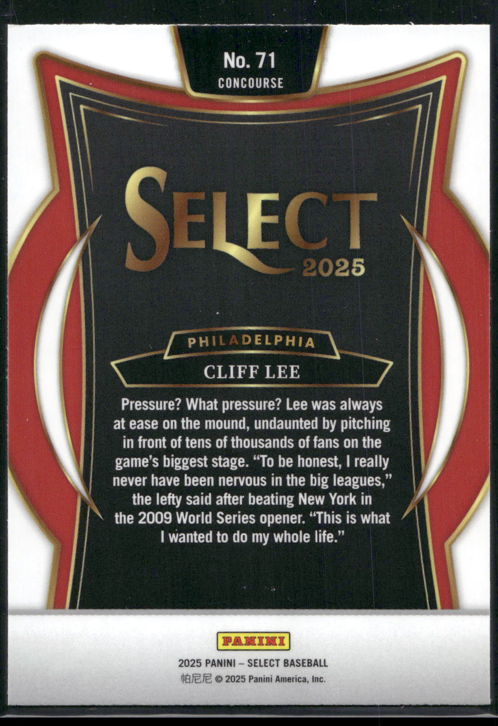 2025 Panini Select #71 Cliff Lee