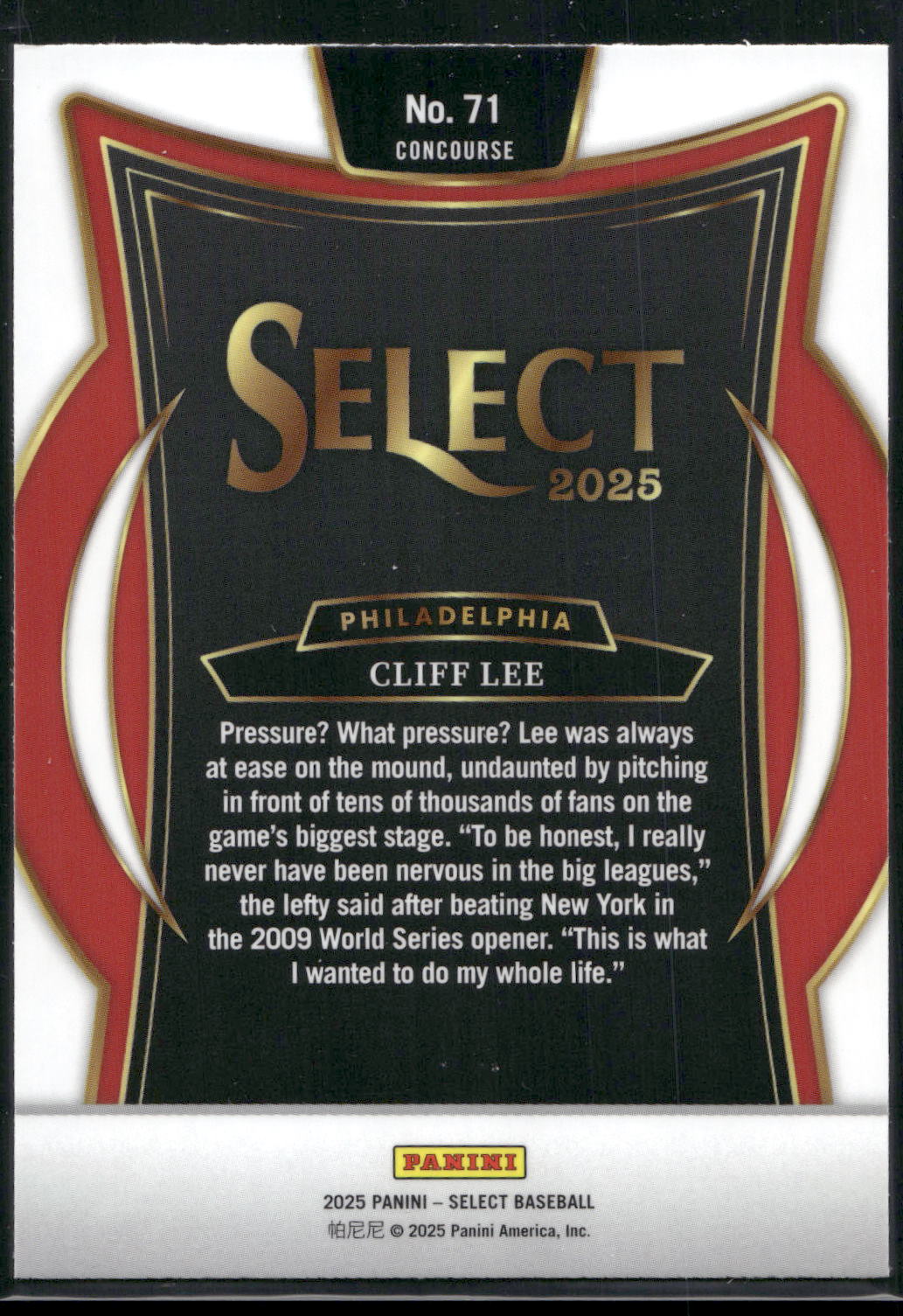 2025 Panini Select #71 Cliff Lee