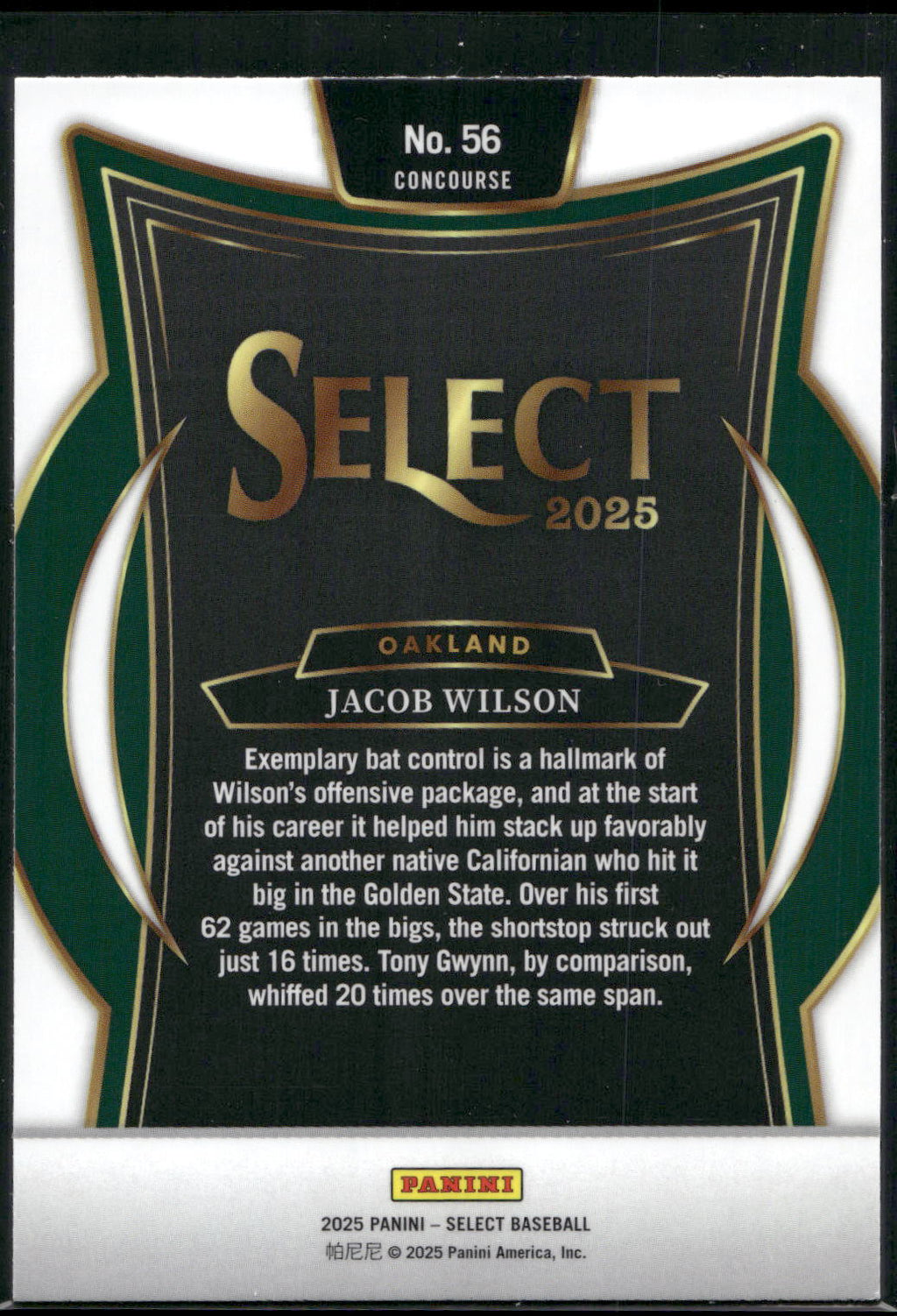 2025 Panini Select #56 Jacob Wilson