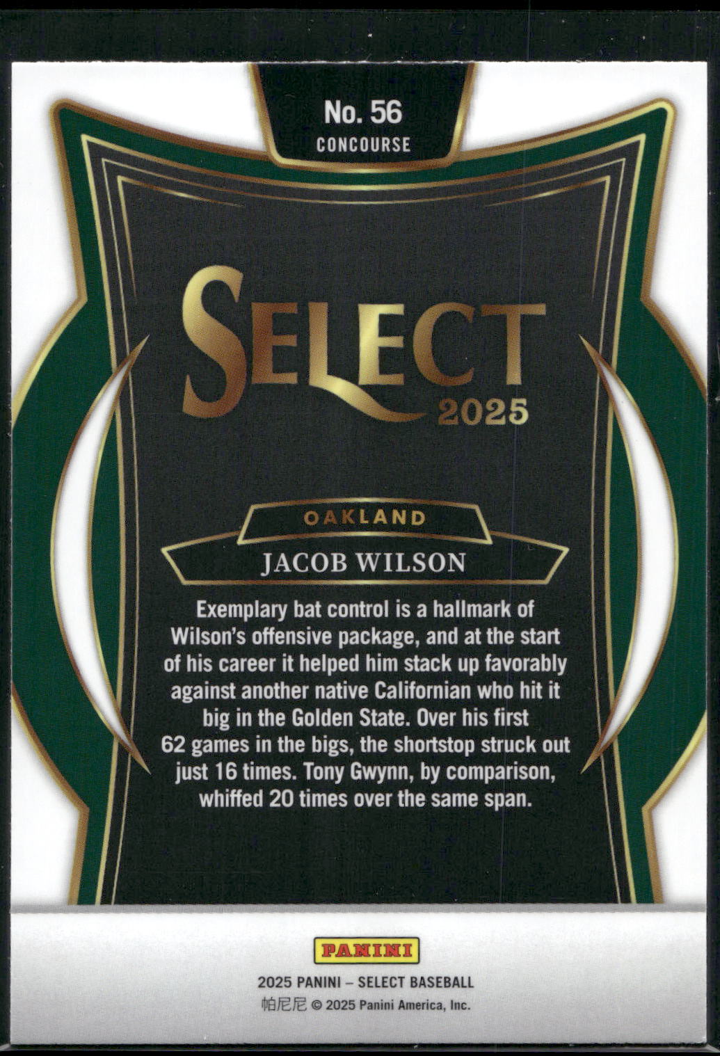 2025 Panini Select #56 Jacob Wilson