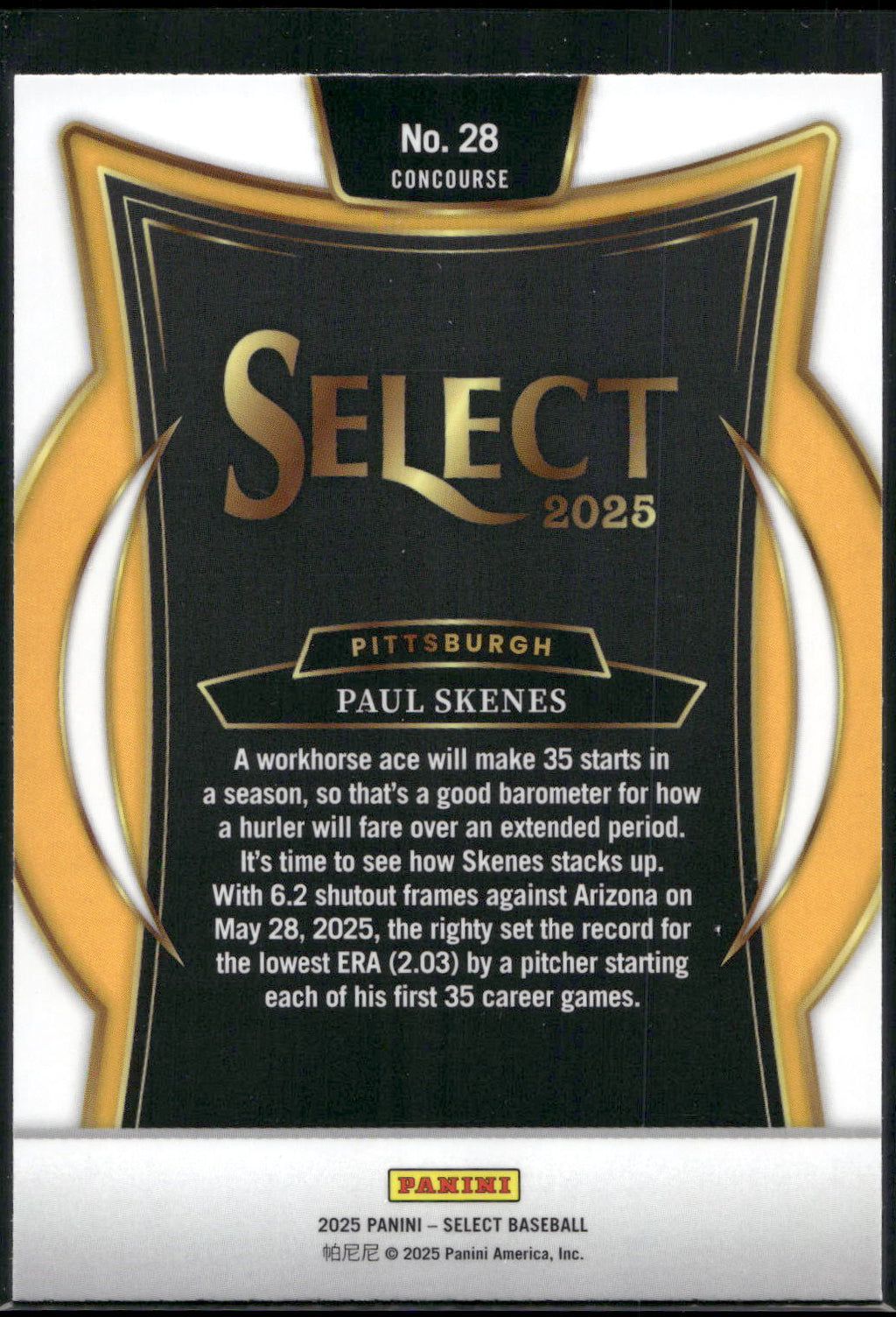 2025 Panini Select #28 Paul Skenes