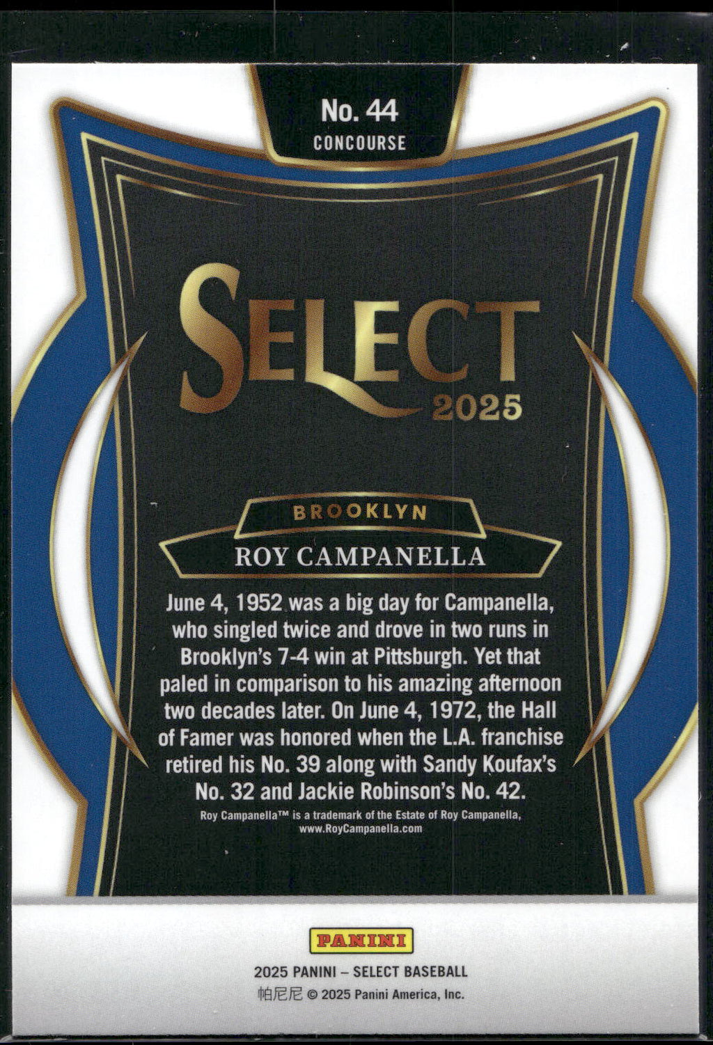2025 Panini Select #44 Roy Campanella