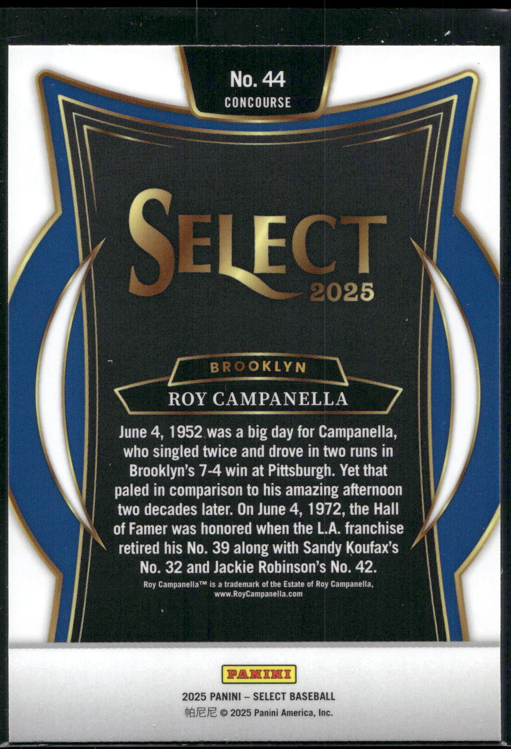 2025 Panini Select #44 Roy Campanella