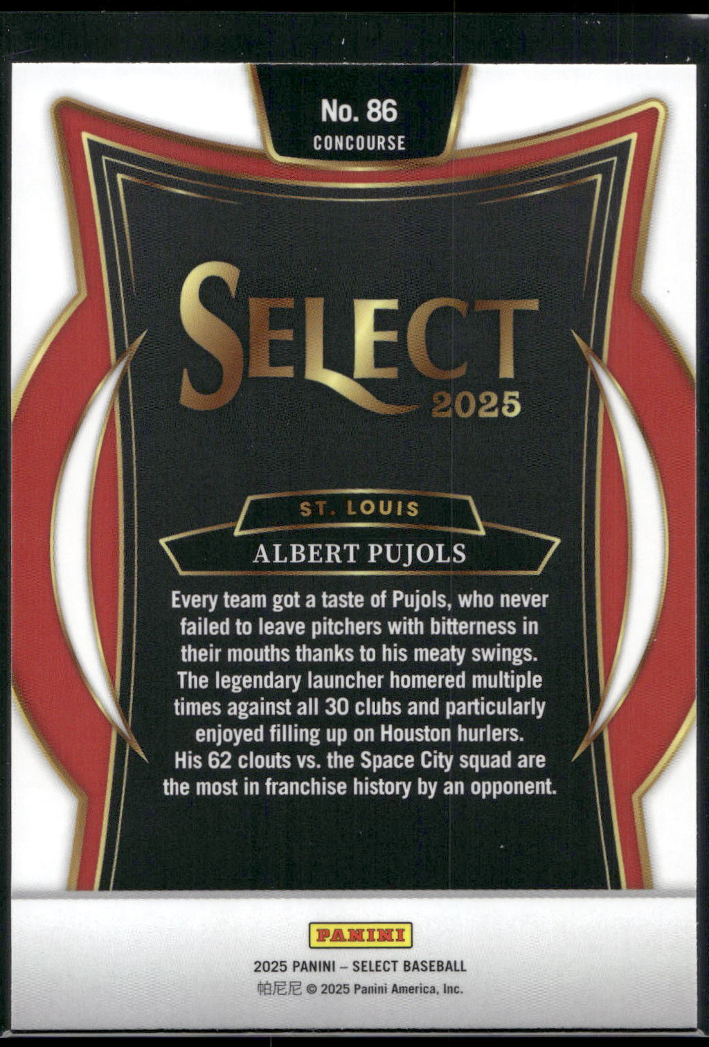 2025 Panini Select #86 Albert Pujols