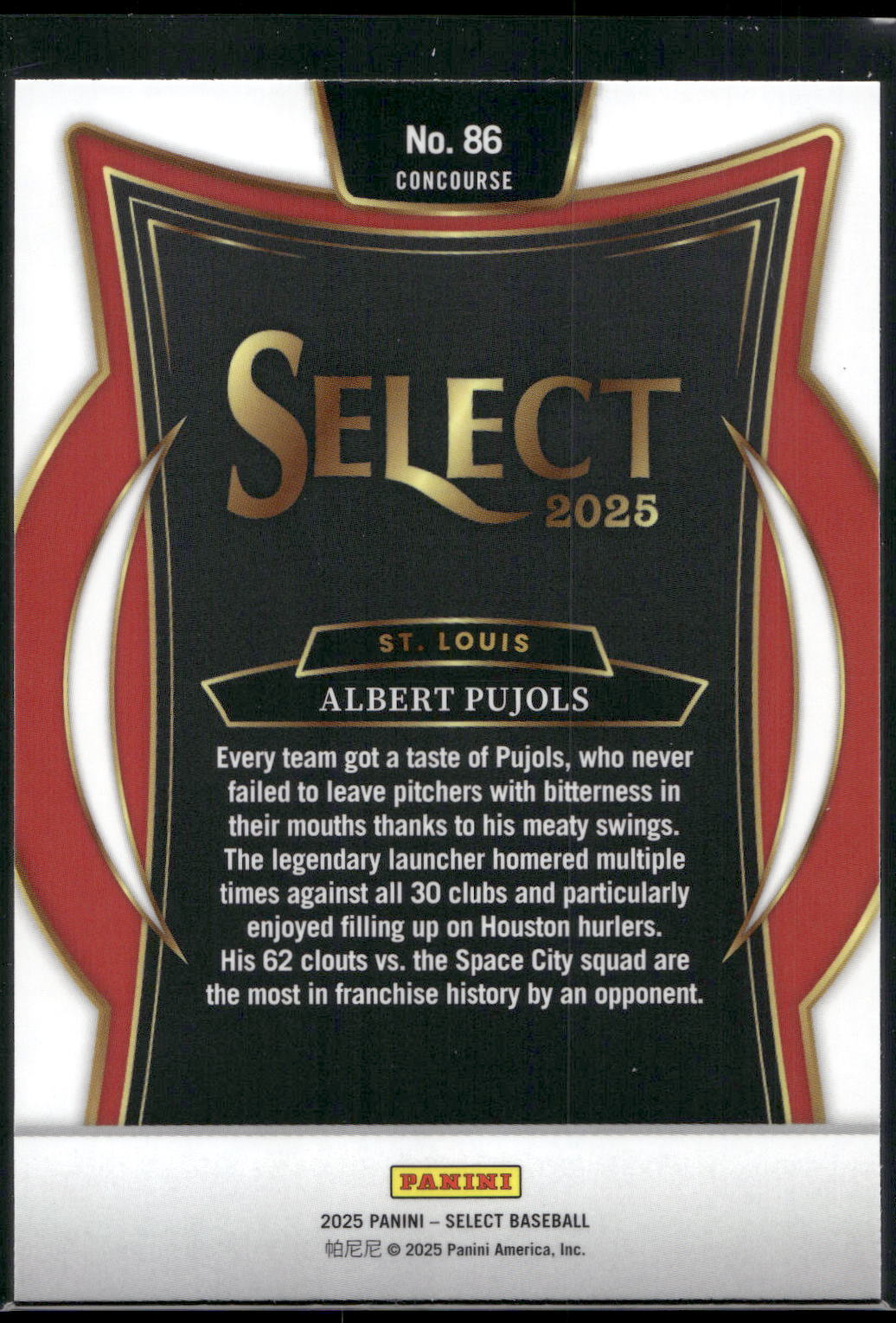 2025 Panini Select #86 Albert Pujols