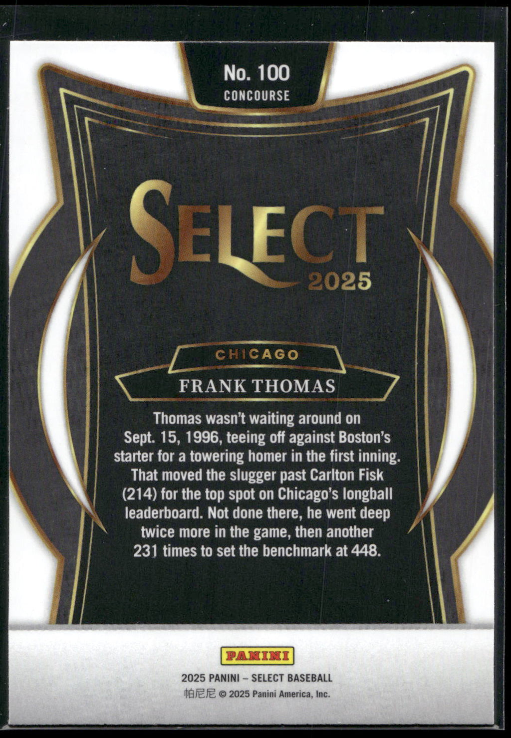 2025 Panini Select #100 Frank Thomas