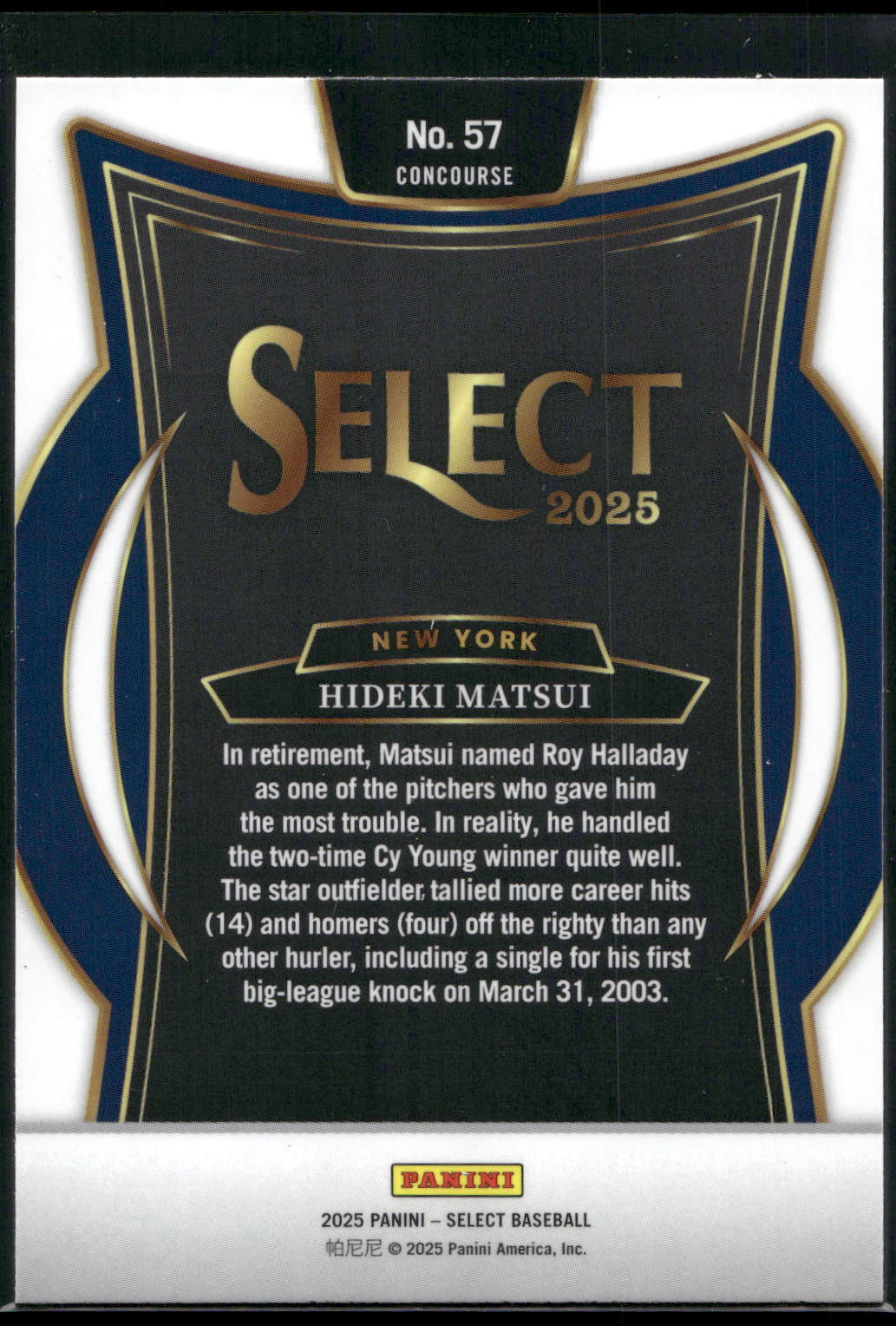 2025 Panini Select #57 Hideki Matsui