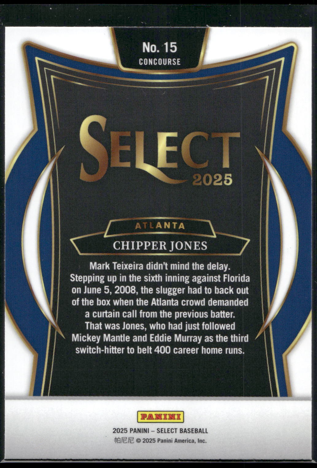 2025 Panini Select #15 Chipper Jones